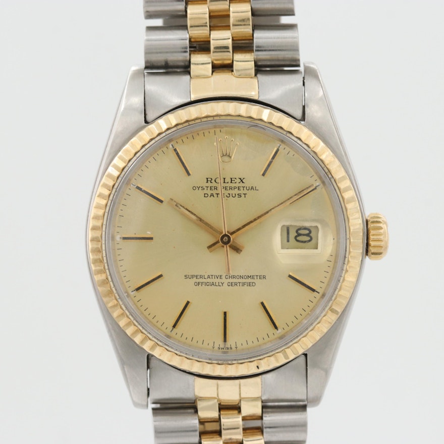 Vintage Rolex Datejust Stainless Steel and 14K Yellow Gold Wristwatch, 1978