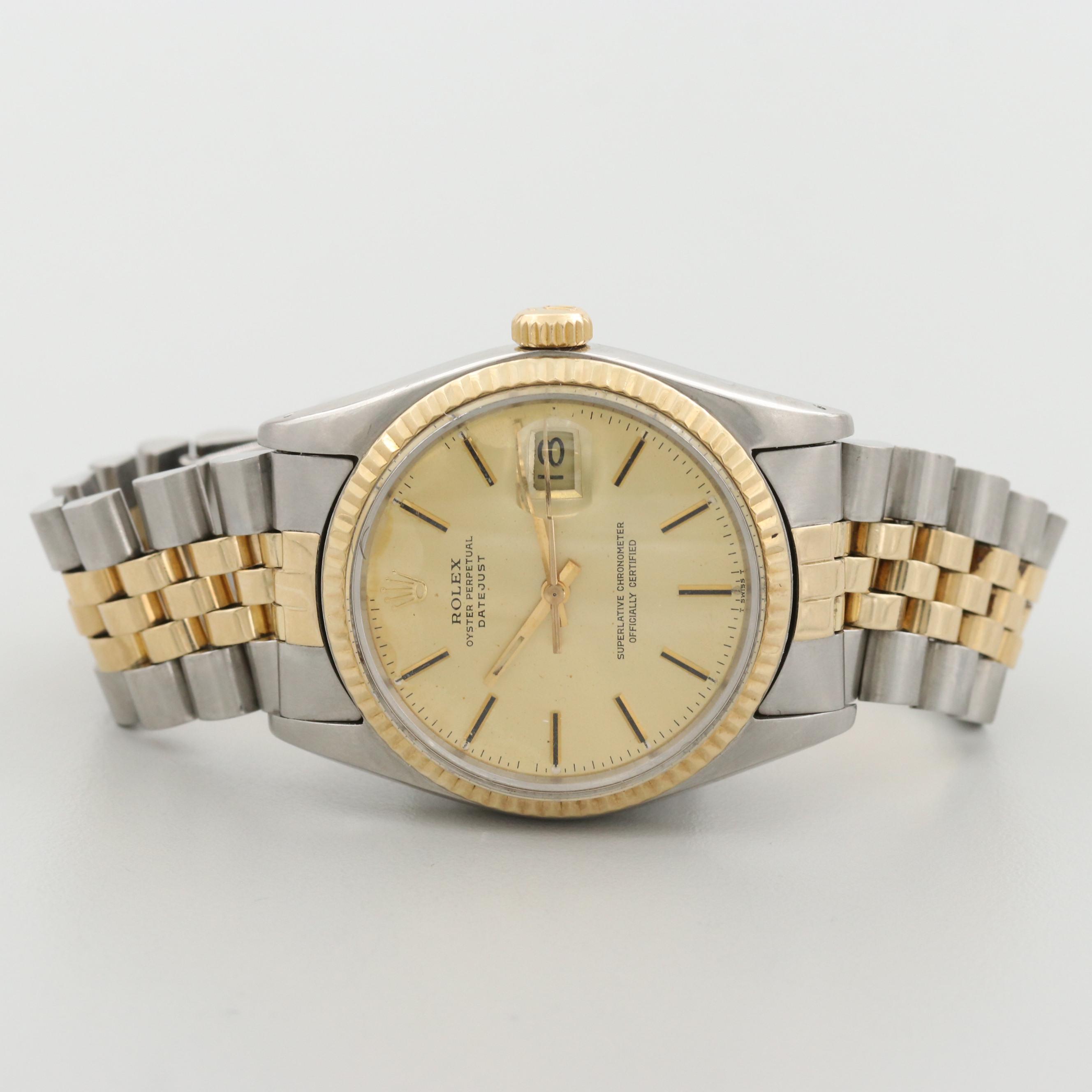 Vintage Rolex Datejust Stainless Steel and 14K Yellow Gold Watch, 1978