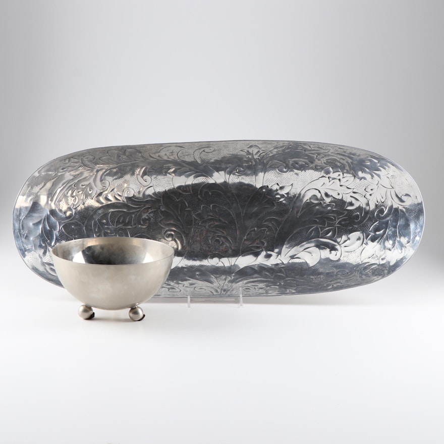 Silver Tone Decorative Centerpiece Bowls, Contemporary