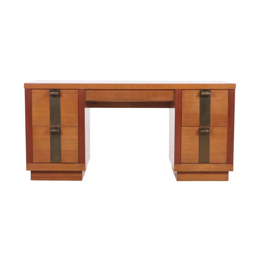 American of Martinsville Oak and Cherry Dressing Table, Mid 20th Century