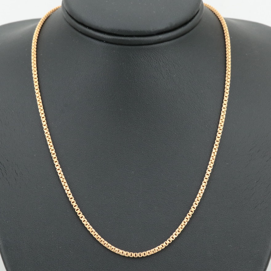 18K Yellow Gold Triple Box Link Necklace