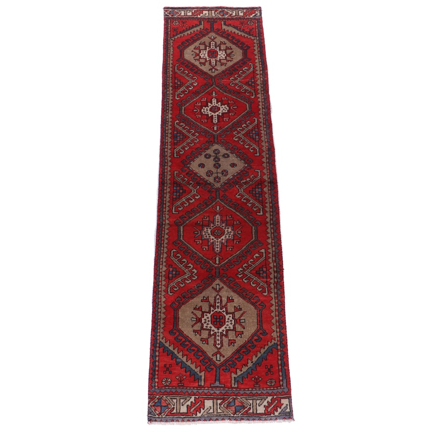 Hand-Knotted Kazak Wool Carpet Runner