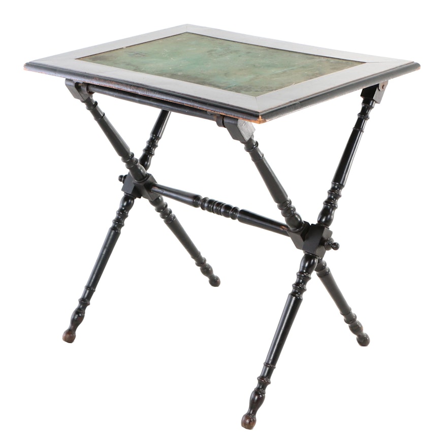 Victorian Ebonized Folding Side Table, Late 19th Century