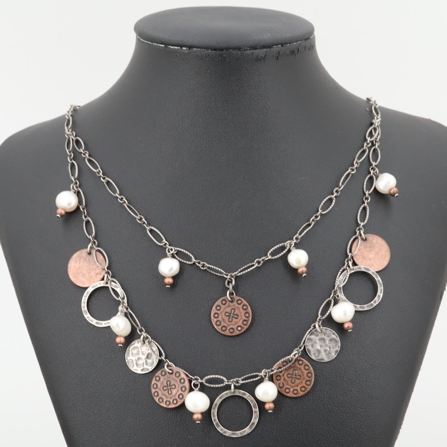 Silpada Sterling Silver Cultured Pearl Festoon Necklace