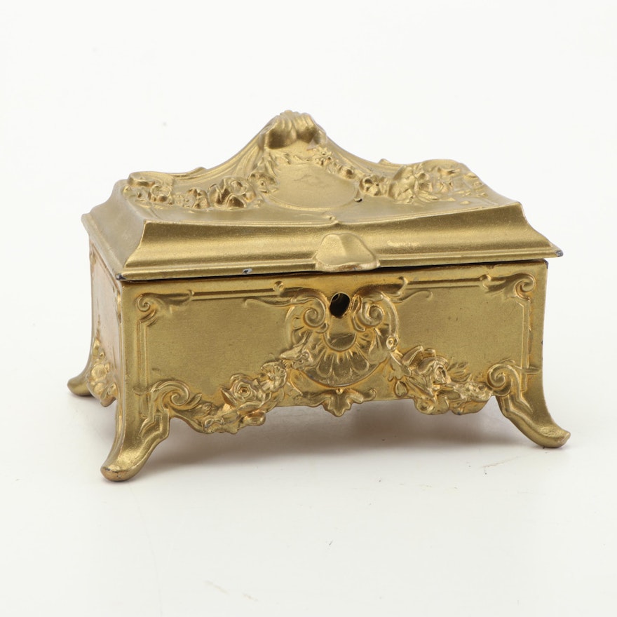 Gilt Footed Jewelry Casket