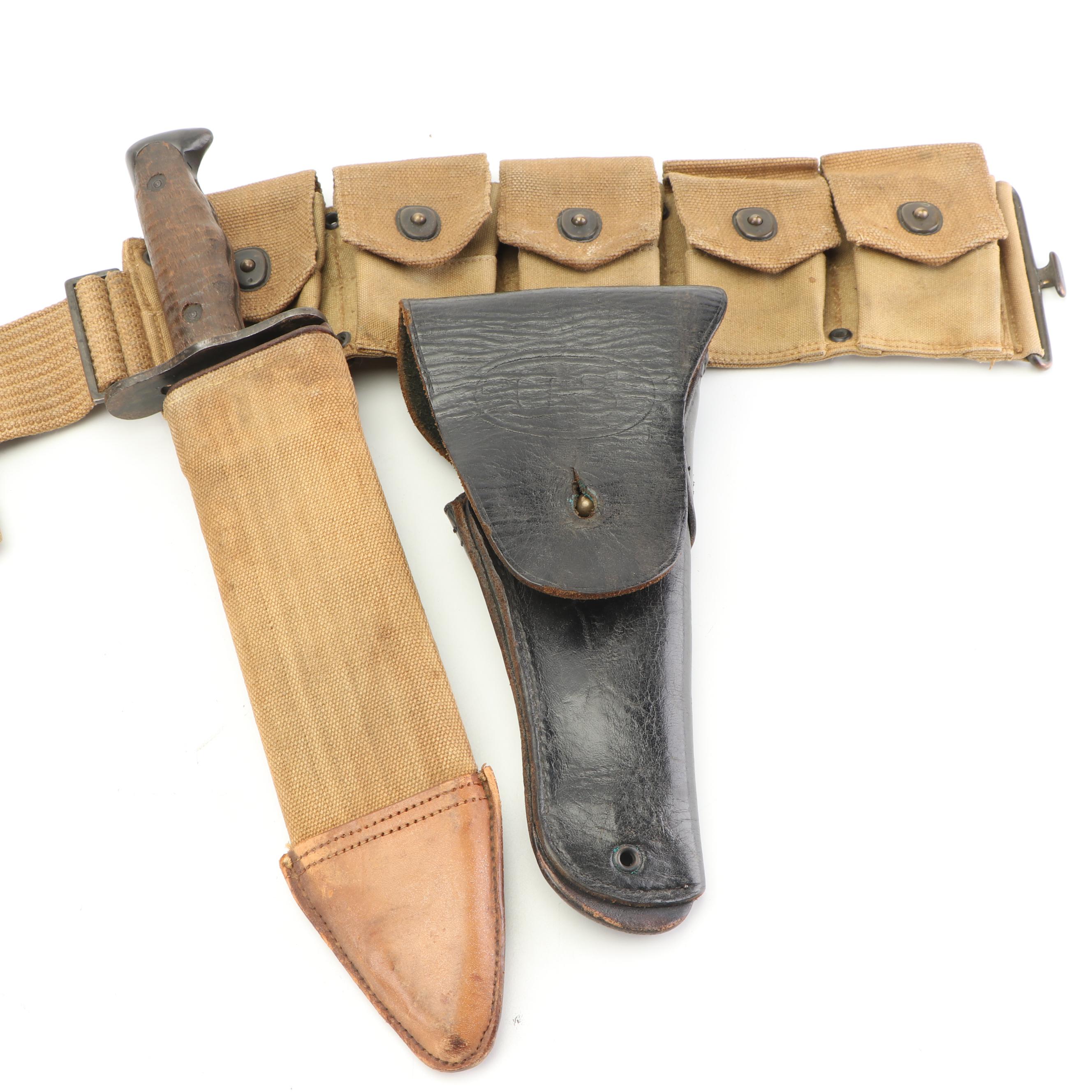 US Model 1917 Bolo Knife with Scabbard and Military Issued Utility Belt
