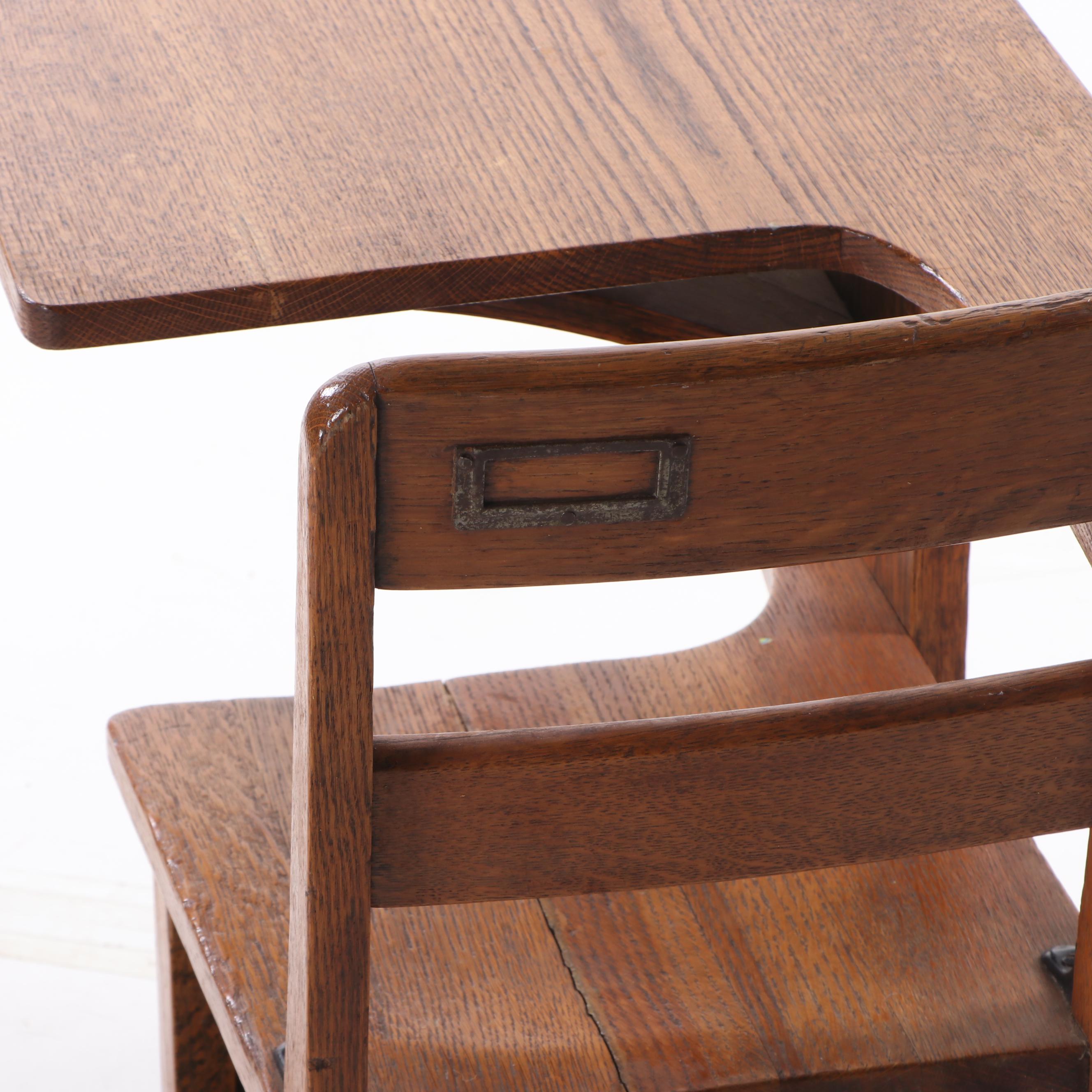 Child's Oak School Desk, 1920s