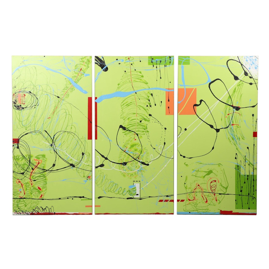 Carol Loney Abstract Acrylic Triptych