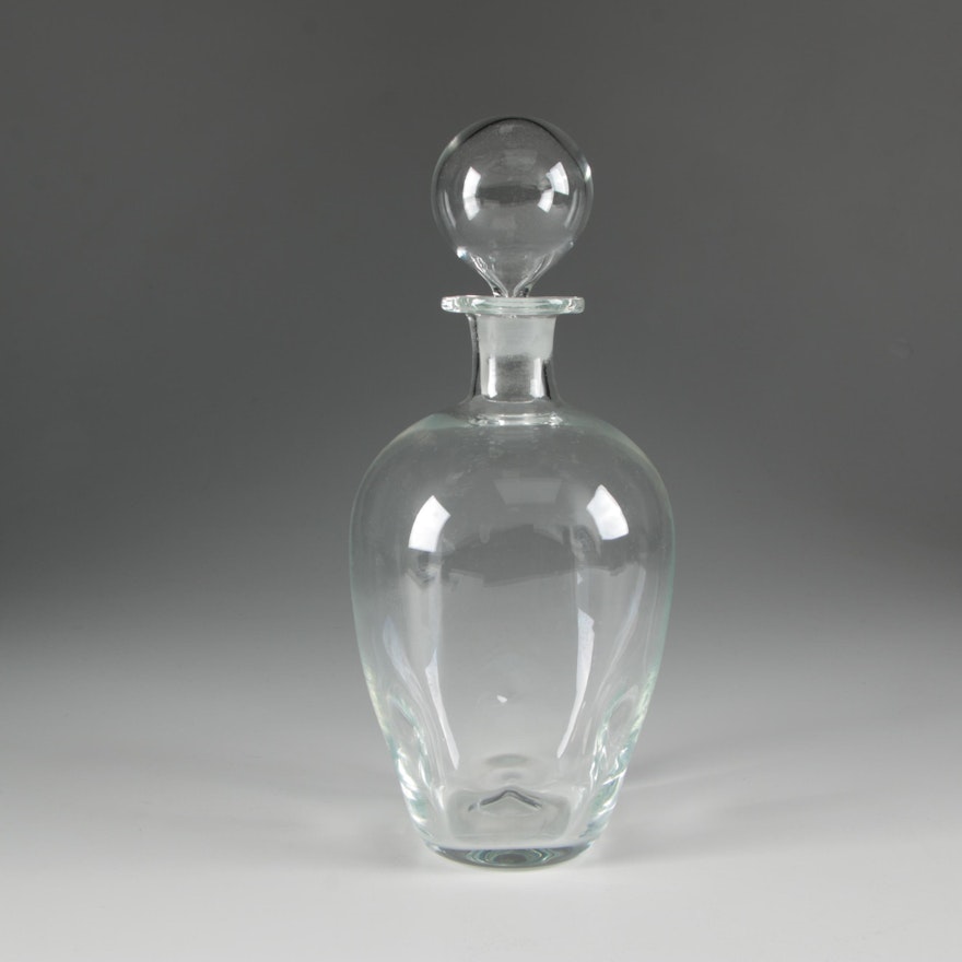 Dimpled Colorless Blown Glass Decanter