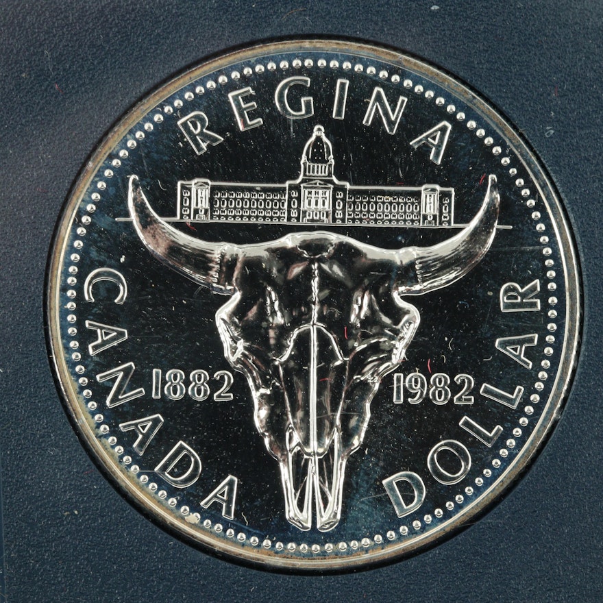 1982 Canadian Regina Centennial Commemorative Silver Dollar