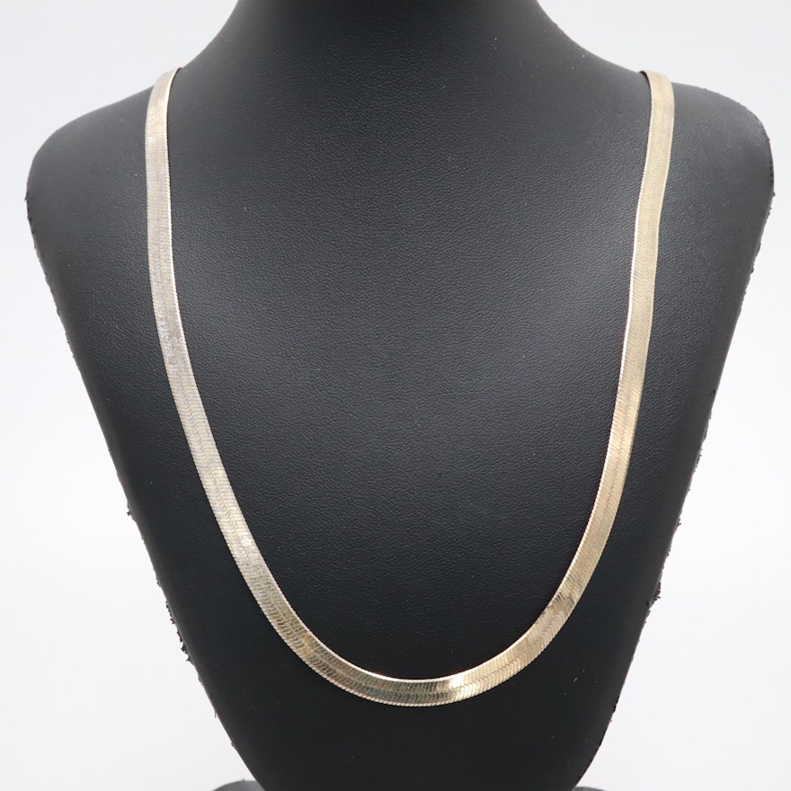 Gold Wash on Sterling Silver Herringbone Necklace