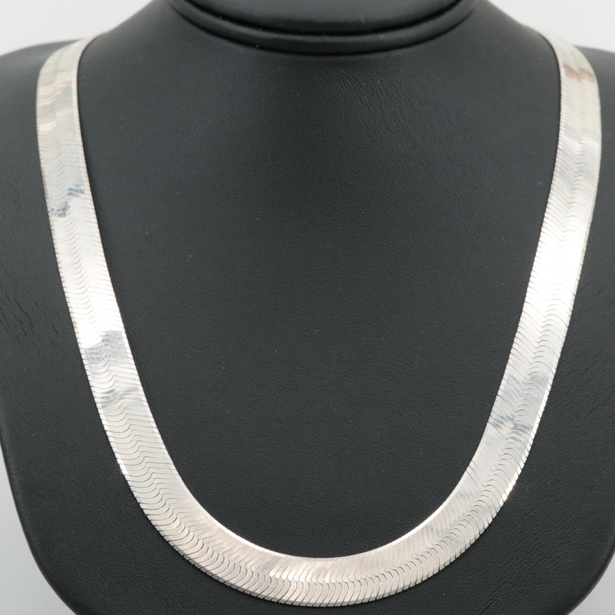 Sterling Silver Herringbone Necklace