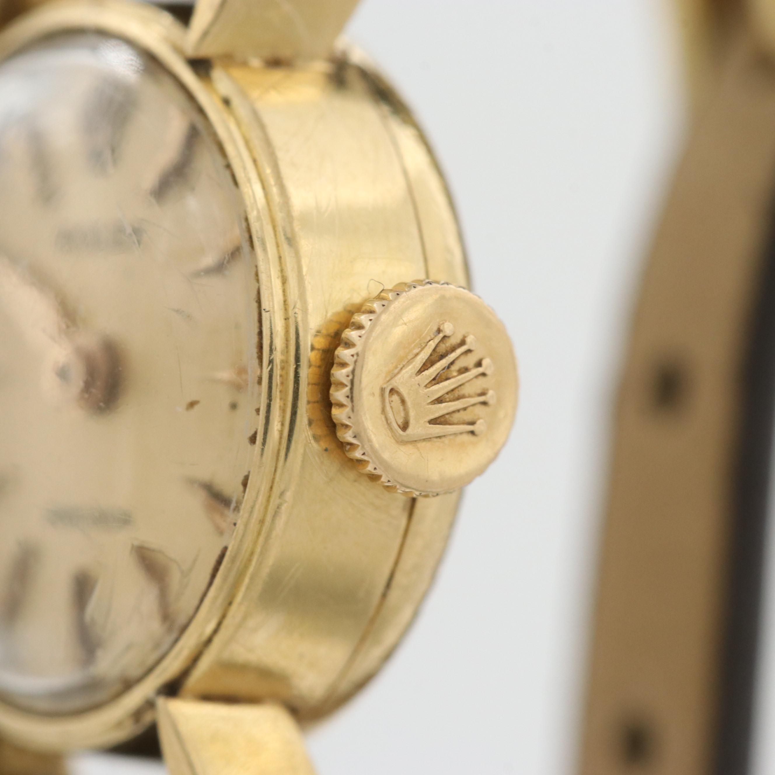 Vintage Rolex Precision Cocktail 18K Yellow Gold Stem Wind Watch