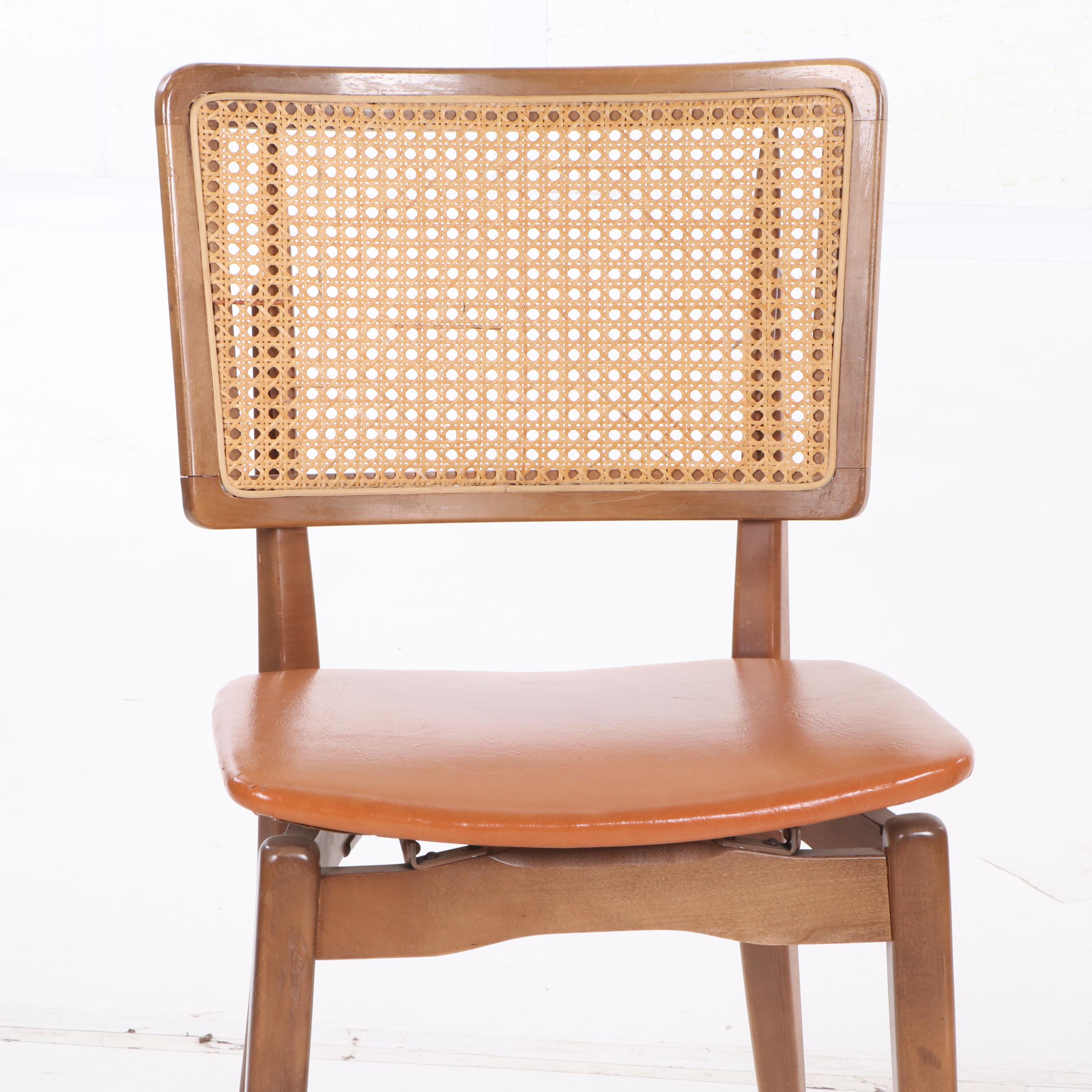 Stakmore Cane-Back Folding chairs, Mid-20th Century