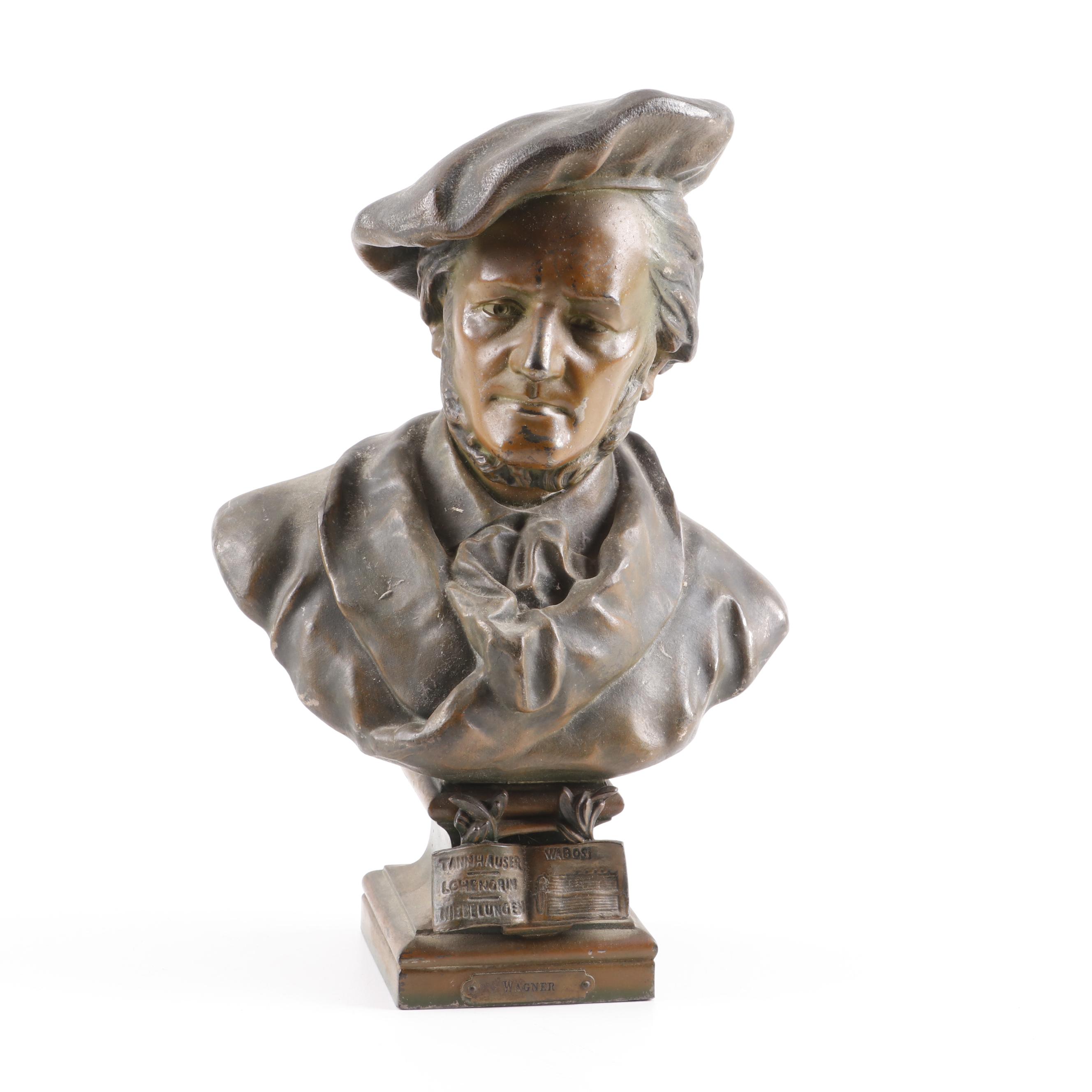Cast Metal Reproduction Bust of Richard Wagner