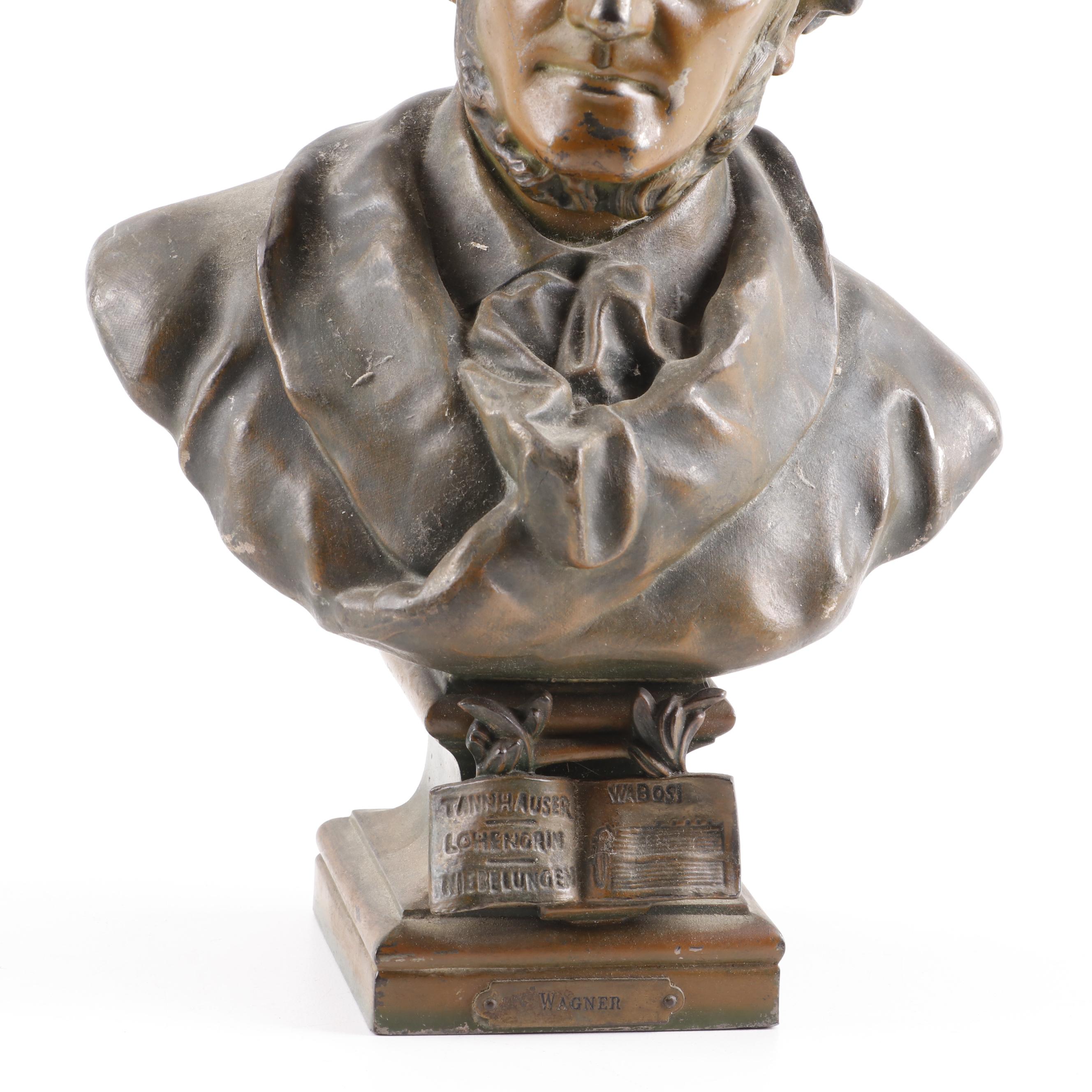 Cast Metal Reproduction Bust of Richard Wagner