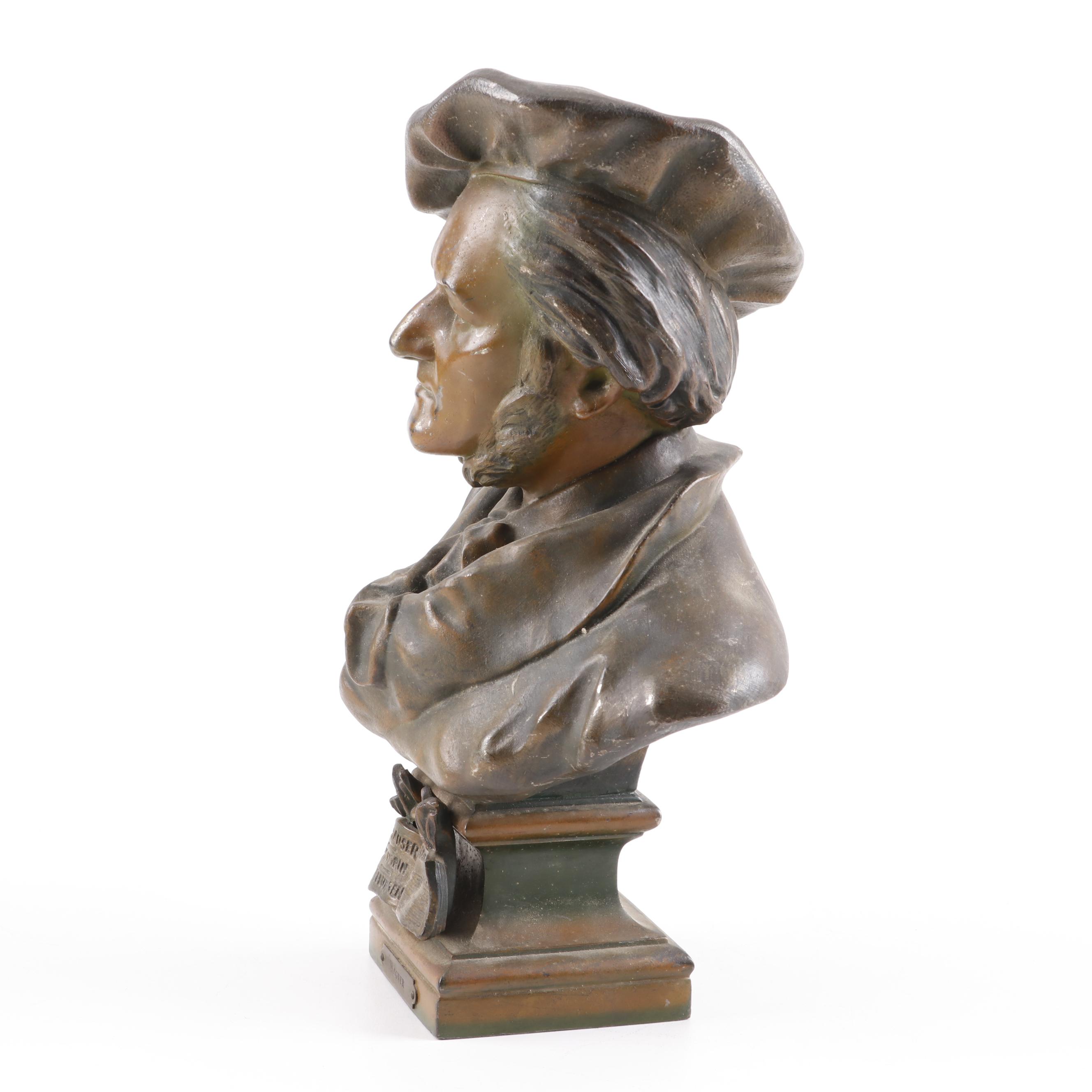 Cast Metal Reproduction Bust of Richard Wagner