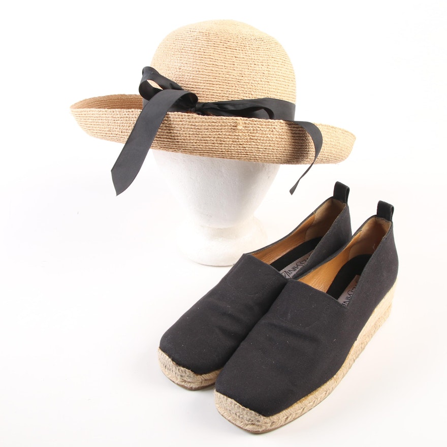 Yves Saint Laurent Espadrille Wedges and Annabel Ingall of Australia Straw Hat