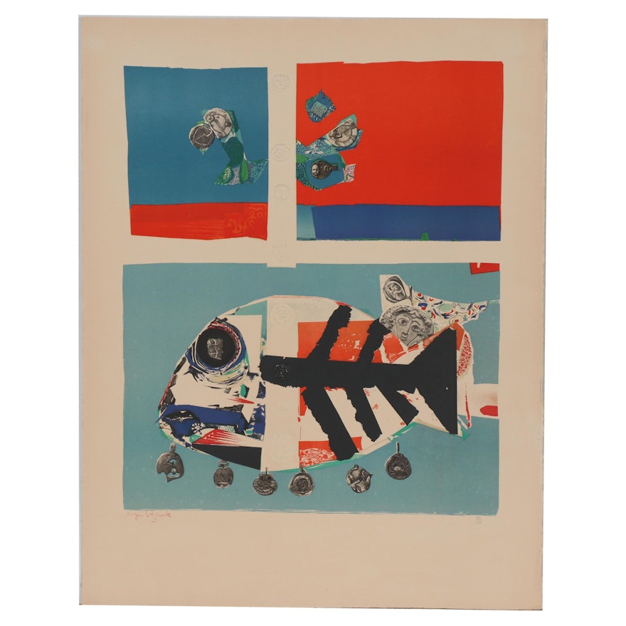 Roger Bezombes Embossed Lithograph "Poisson"