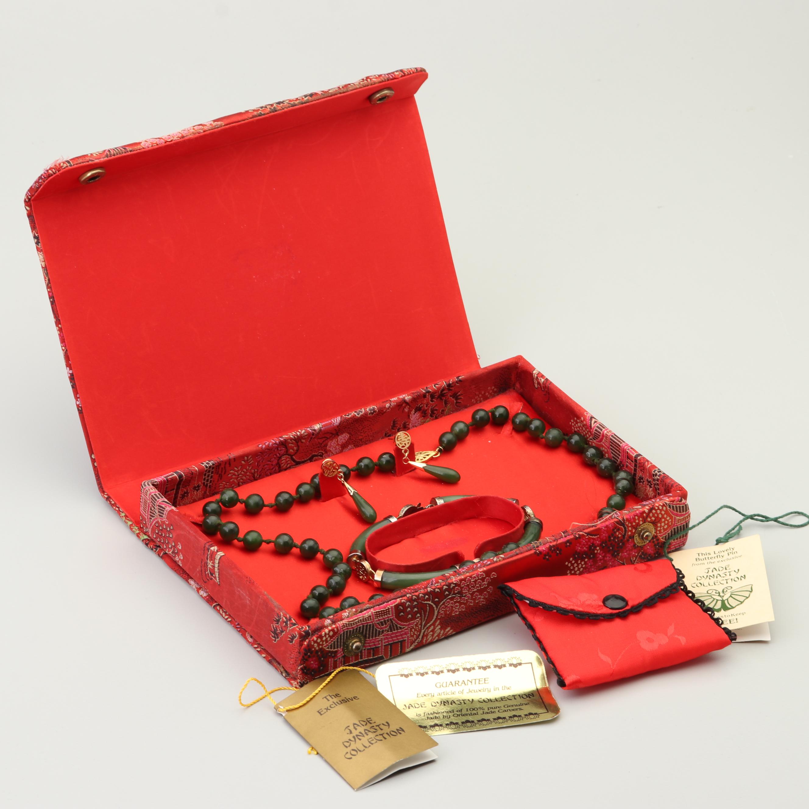 Jade Dynasty Collection Gold Tone Nephrite Jade Jewelry