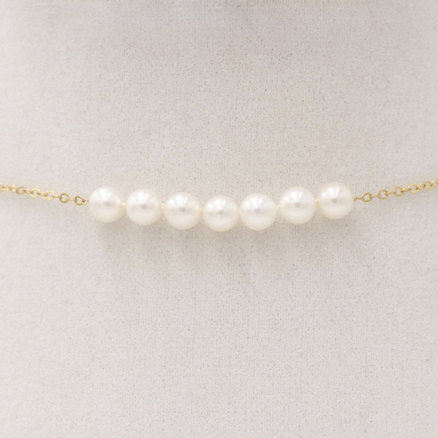 14K Yellow Gold Akoya Pearl Necklace