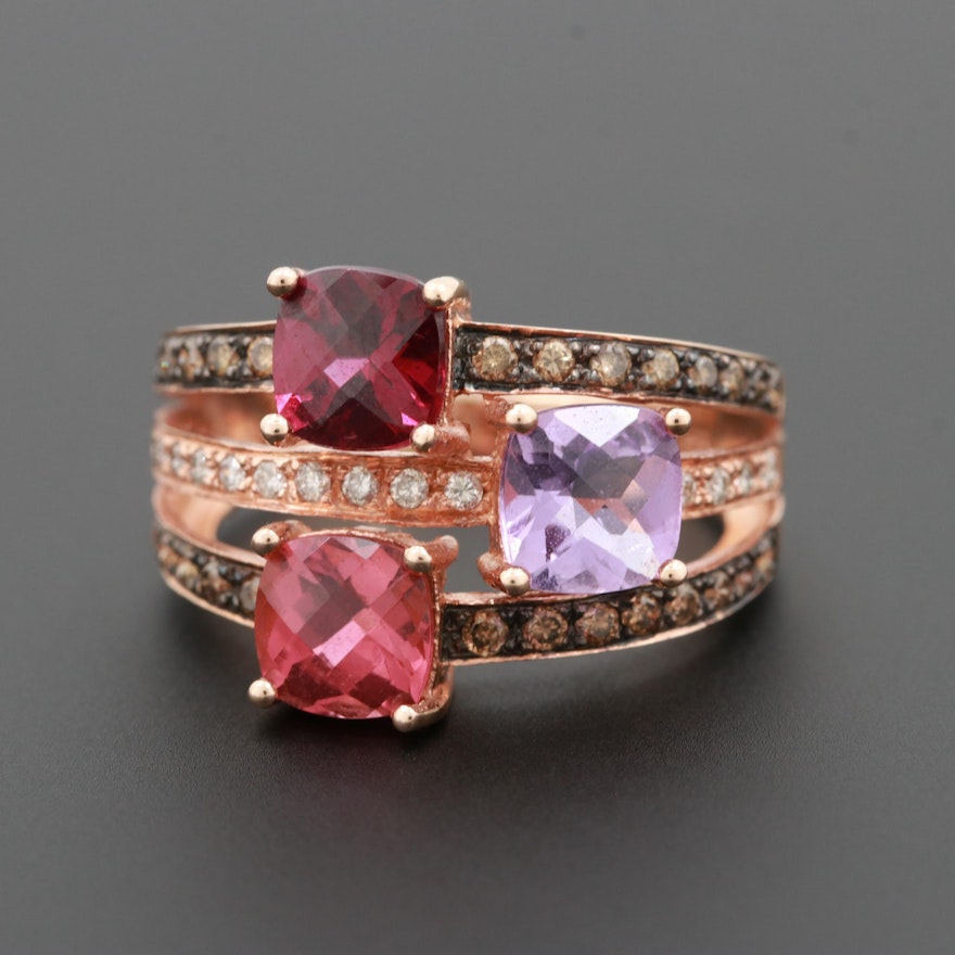 Le Vian 14K Rose Gold Amethyst, Garnet, Pink Tourmaline and Diamond Ring