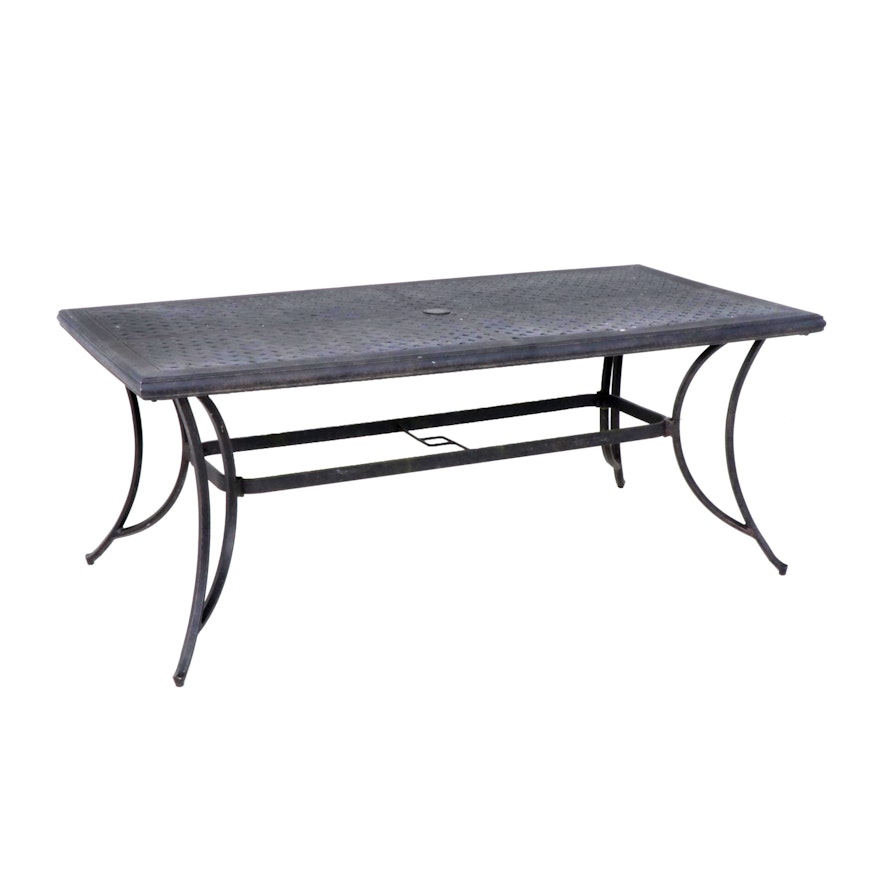 Contemporary Cast Aluminum Patio Table with Cover by Grove Hill