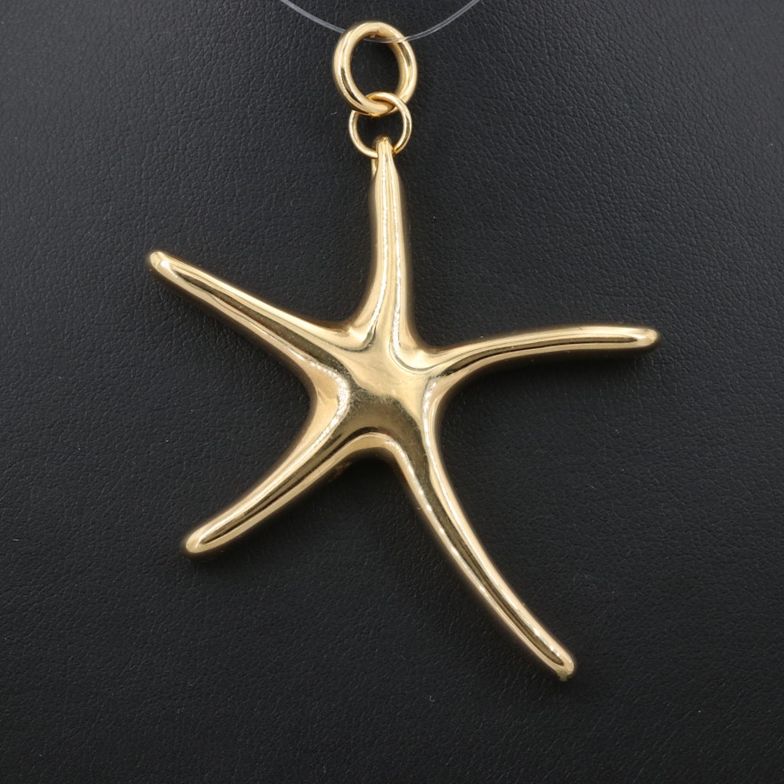 18K Yellow Gold Starfish Pendant