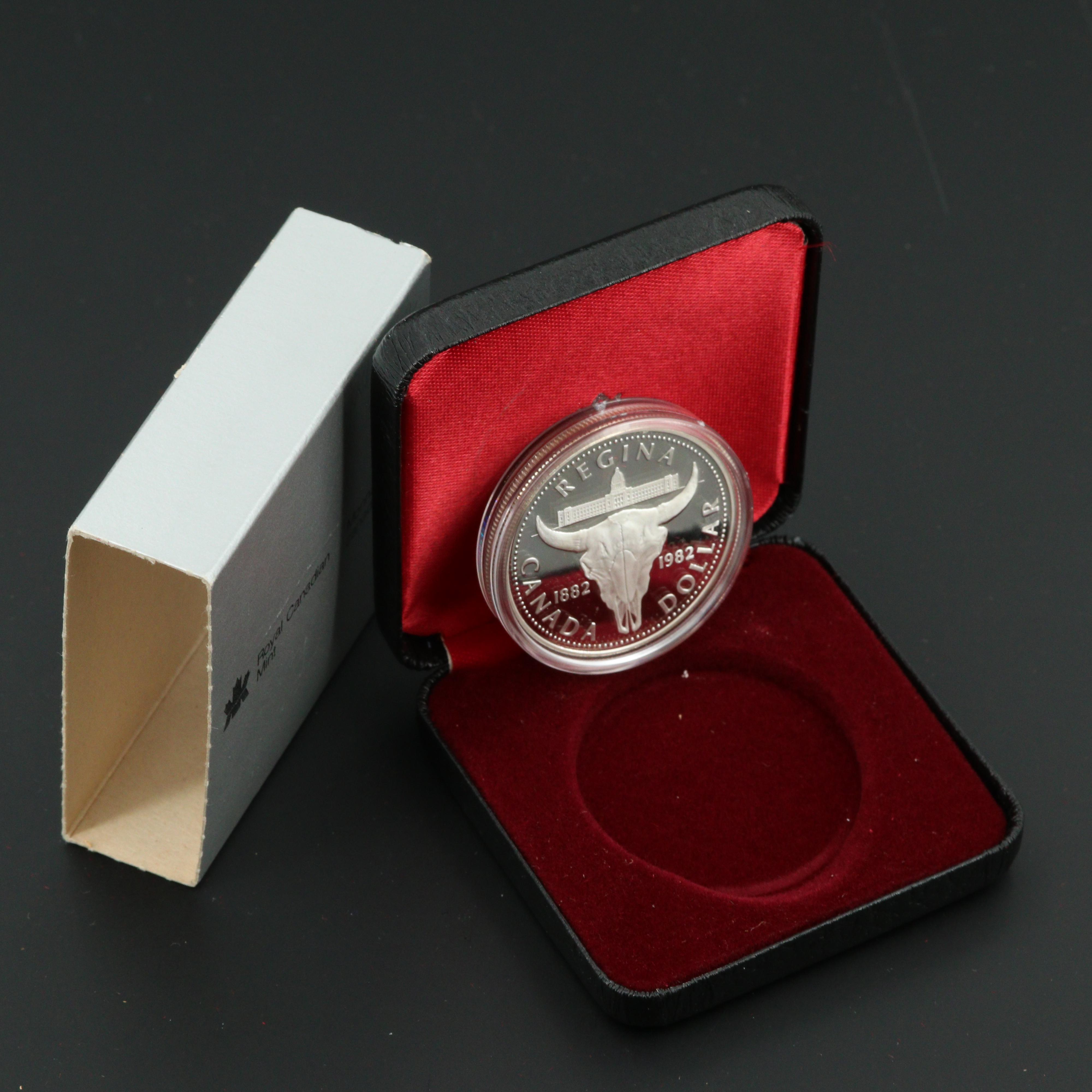 1982 Canadian Regina Centennial Commemorative Silver Dollar