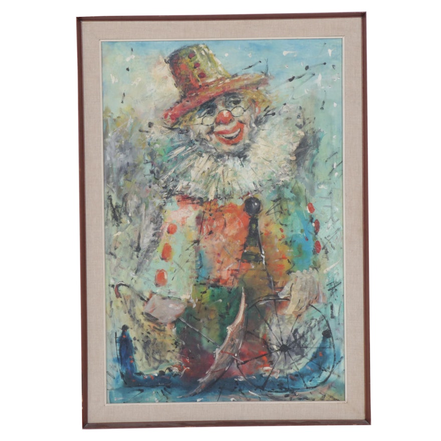 Charles Pults Oil Painting of a Clown