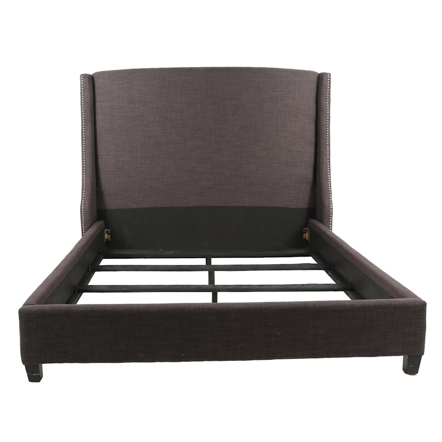 Contemporary Queen Size Linen Upholstered Bedframe