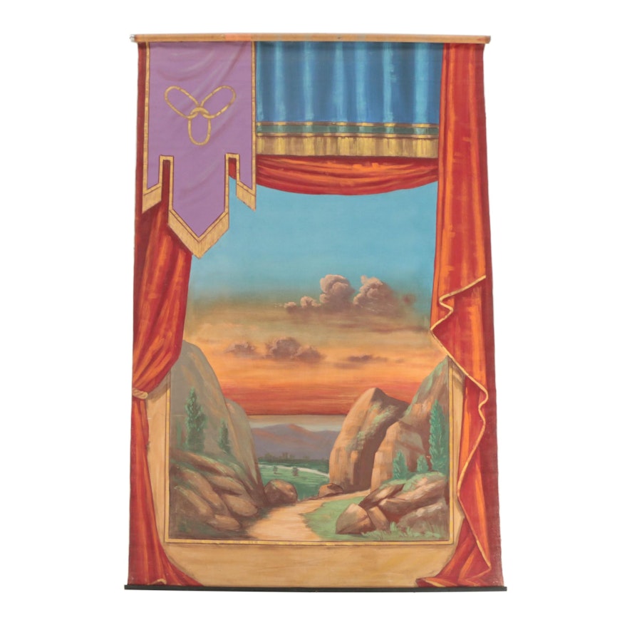 Independent Order of Odd Fellows Hand-Painted Scenic Backdrop