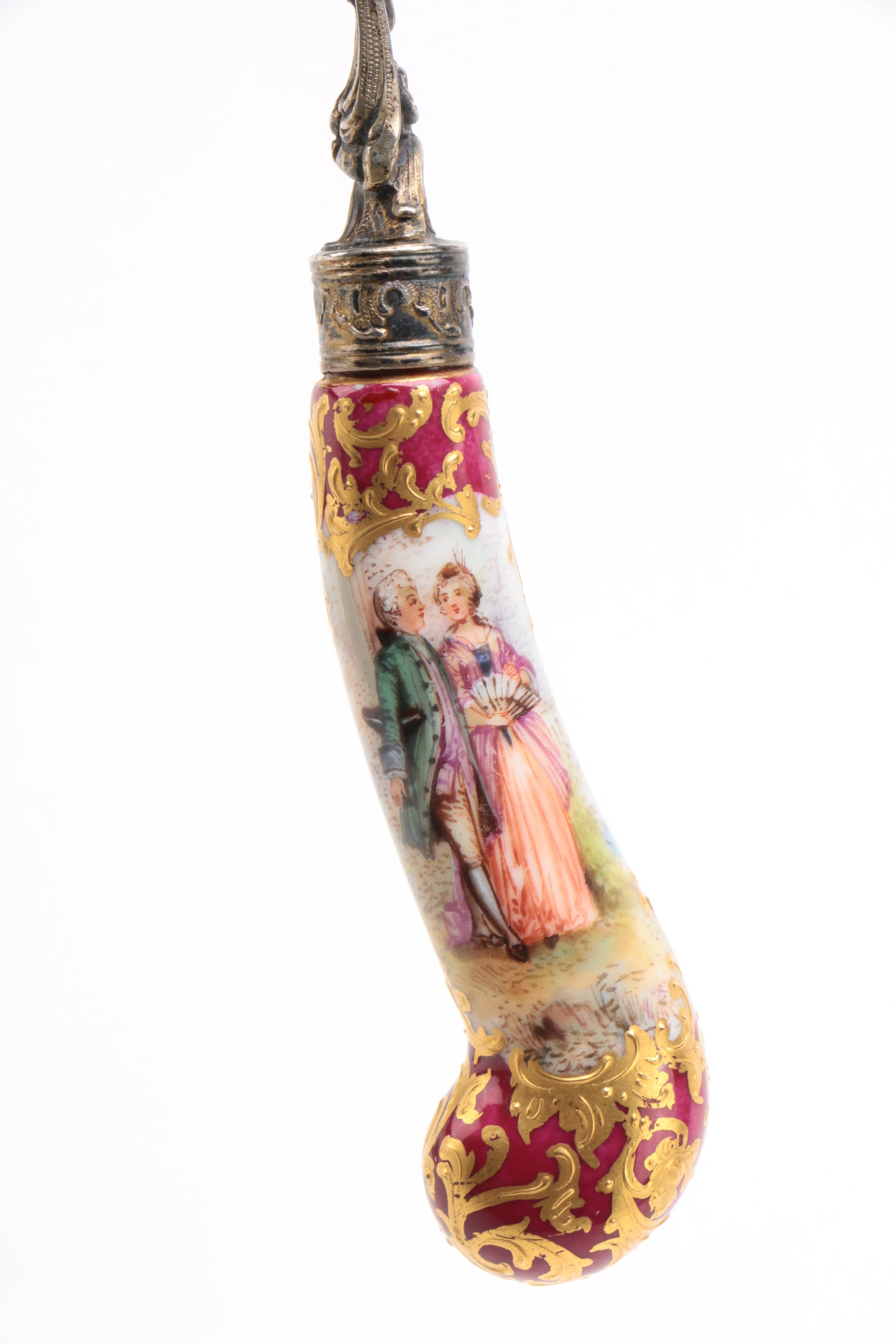 Dresden's Heinrich Mau 800 Silver and Porcelain Cherub Spoon With Wood Figure