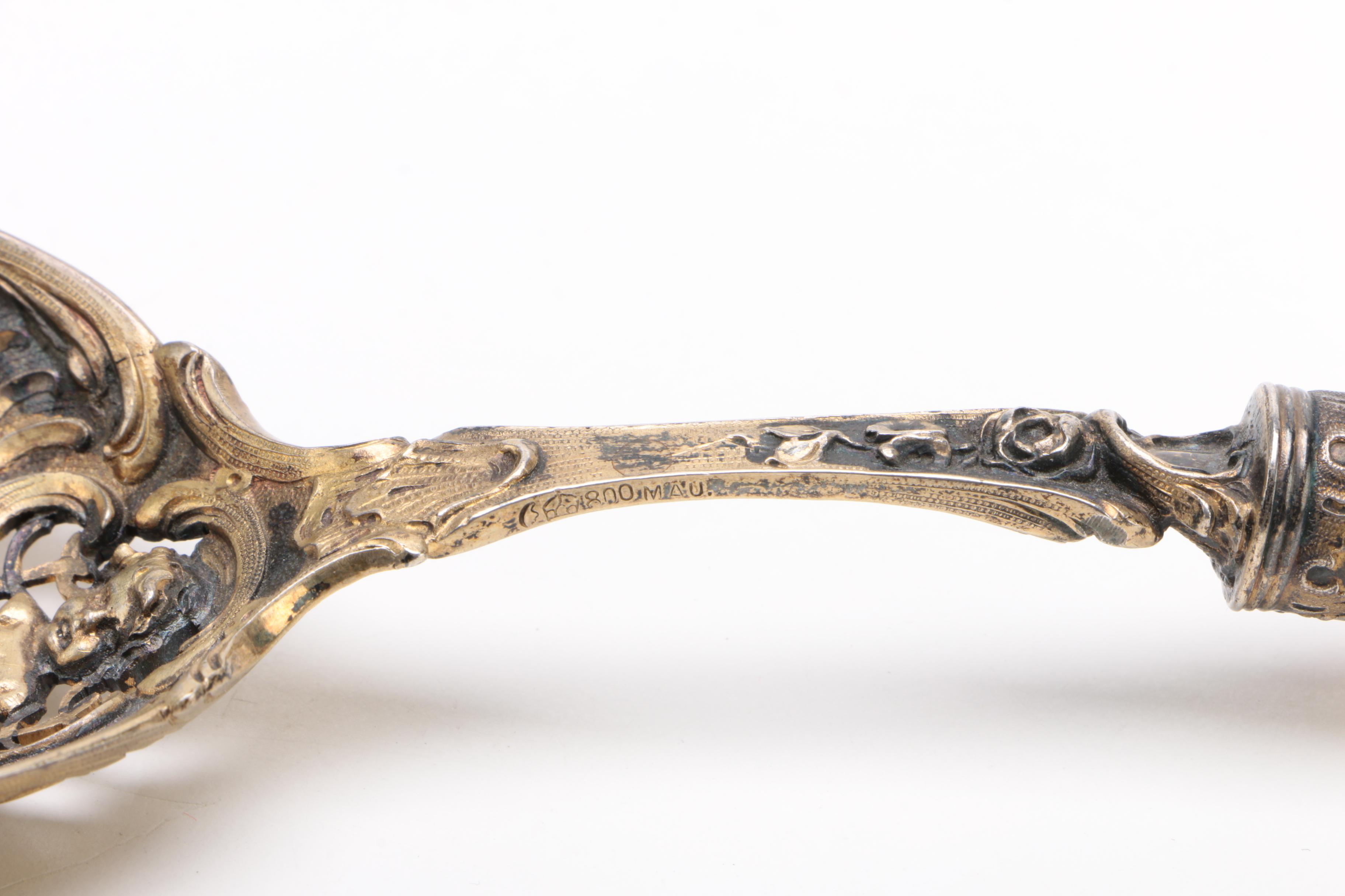 Dresden's Heinrich Mau 800 Silver and Porcelain Cherub Spoon With Wood Figure