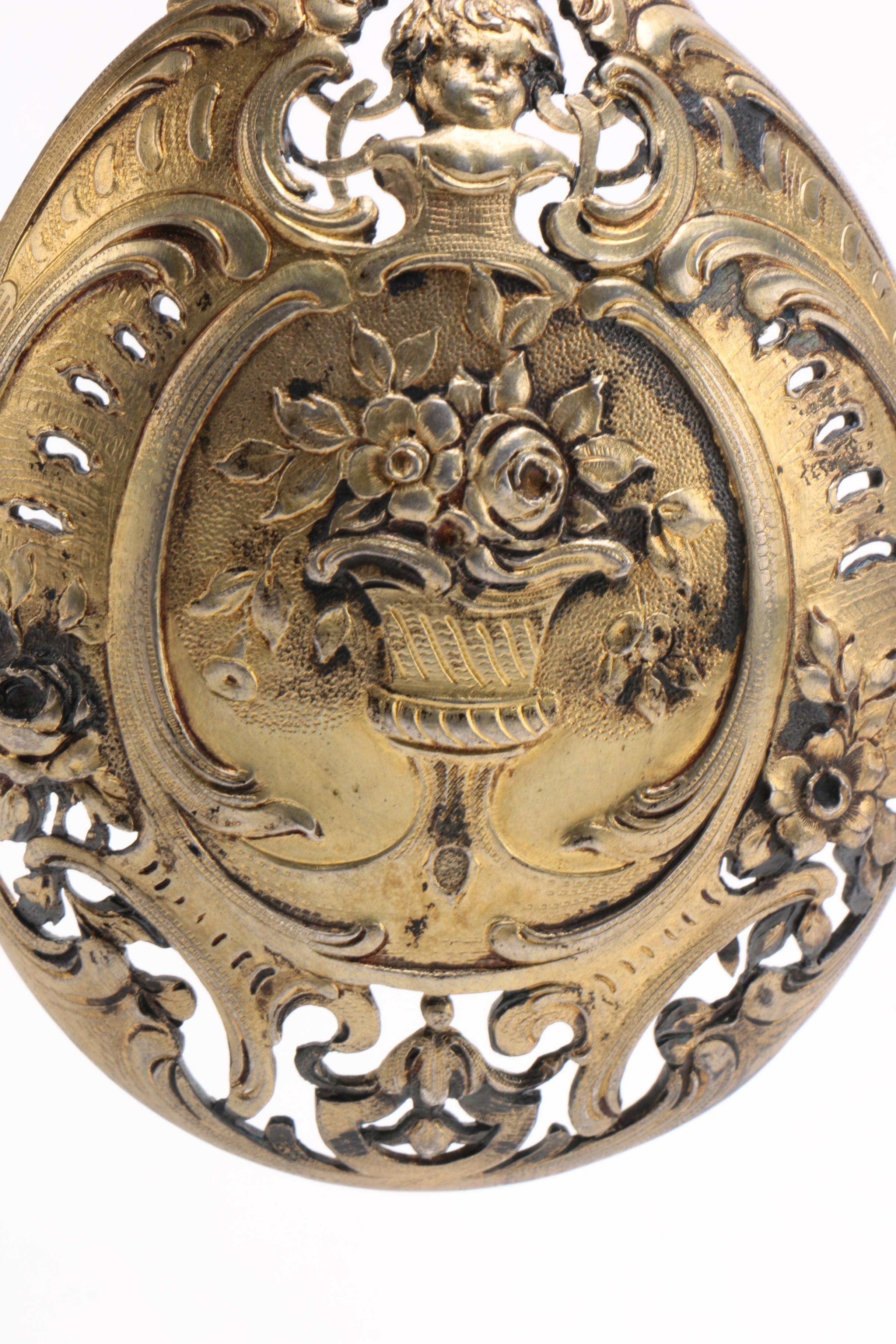 Dresden's Heinrich Mau 800 Silver and Porcelain Cherub Spoon With Wood Figure