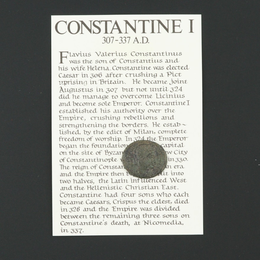 Ancient Roman Imperial AE3 Follis Coin of Constantine "The Great", ca. 330 A.D.