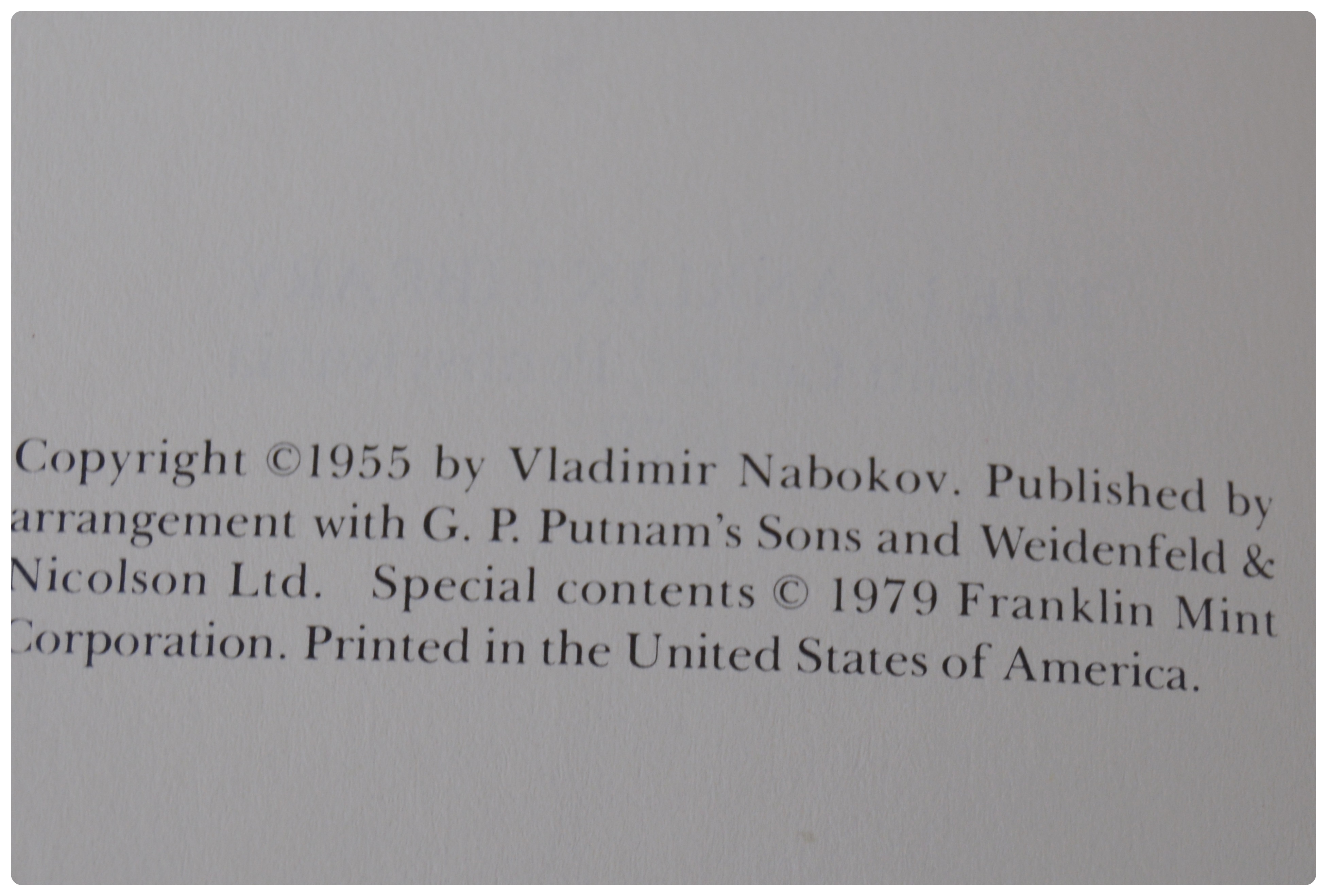 Franklin Library Leather Bound Classics with Vladimir Nbokov "Lolita"