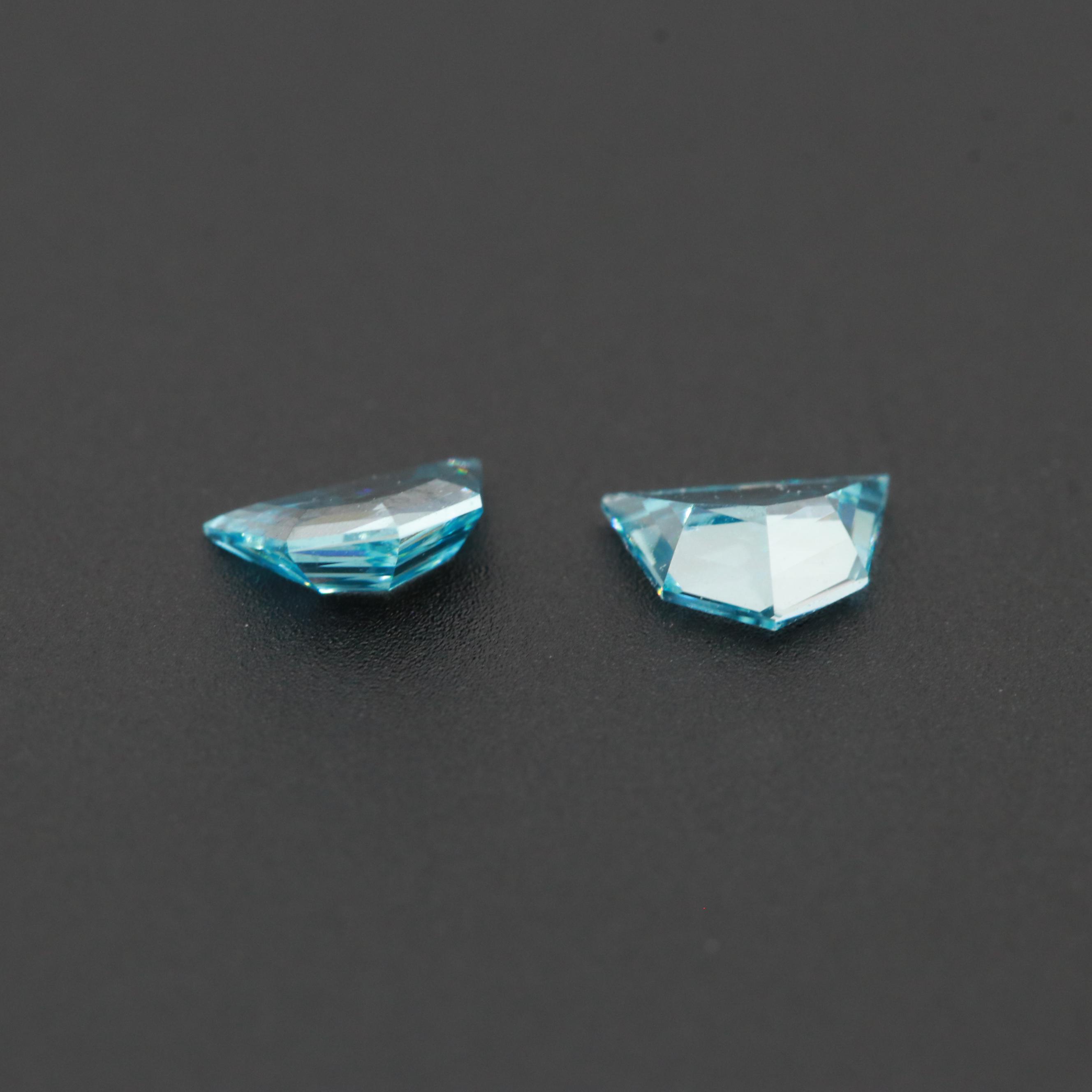 Matched Pair Loose 0.31 CTW Blue Half Moon Cut Diamonds