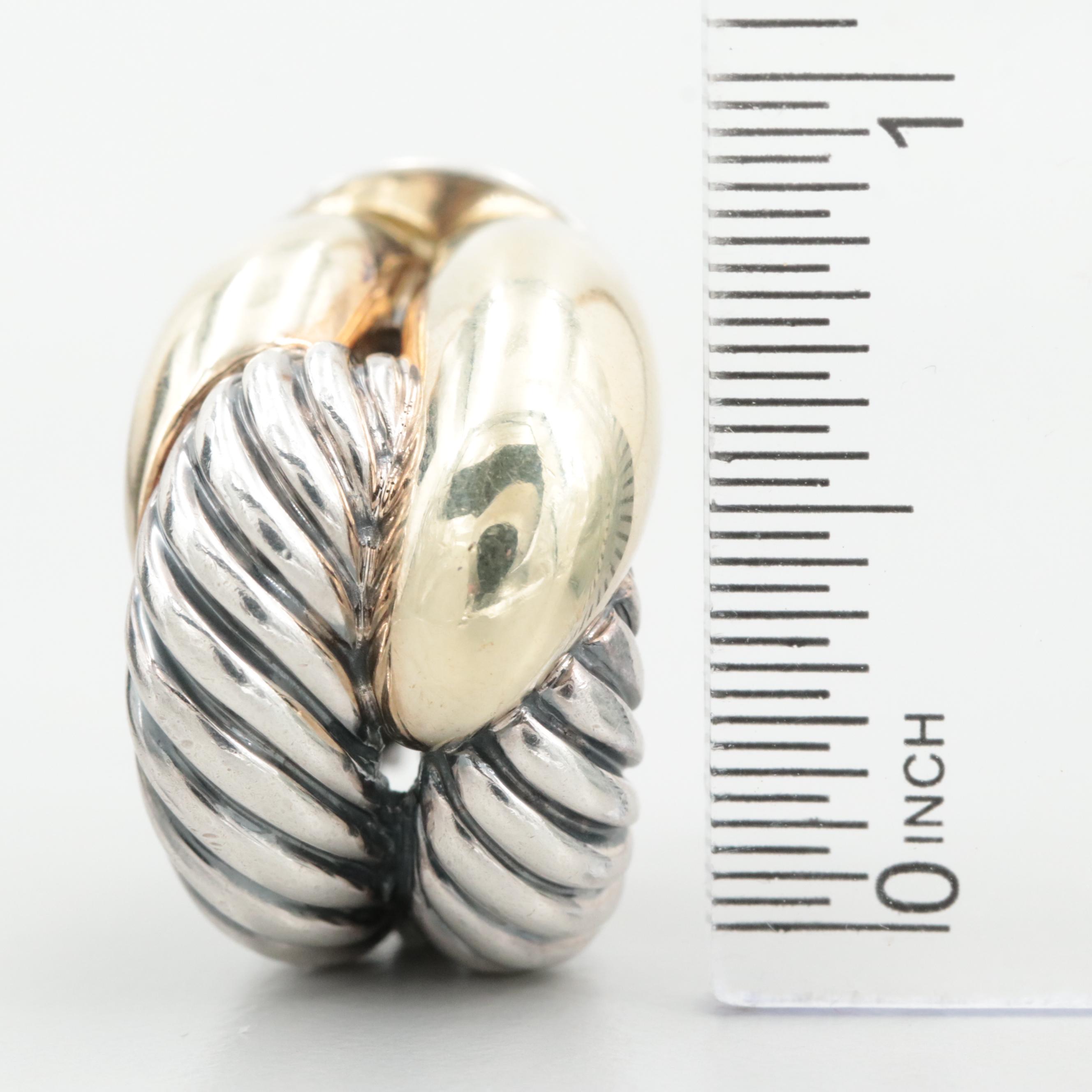 David Yurman Sterling Silver and 14K Yellow Gold Cable Infinity Earrings