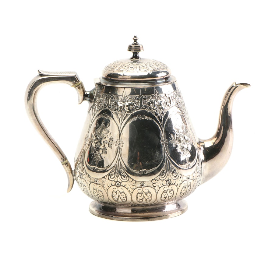 Martin Hall & Co. Chased Silver Plate Teapot, Late 19th/Early 20th Century