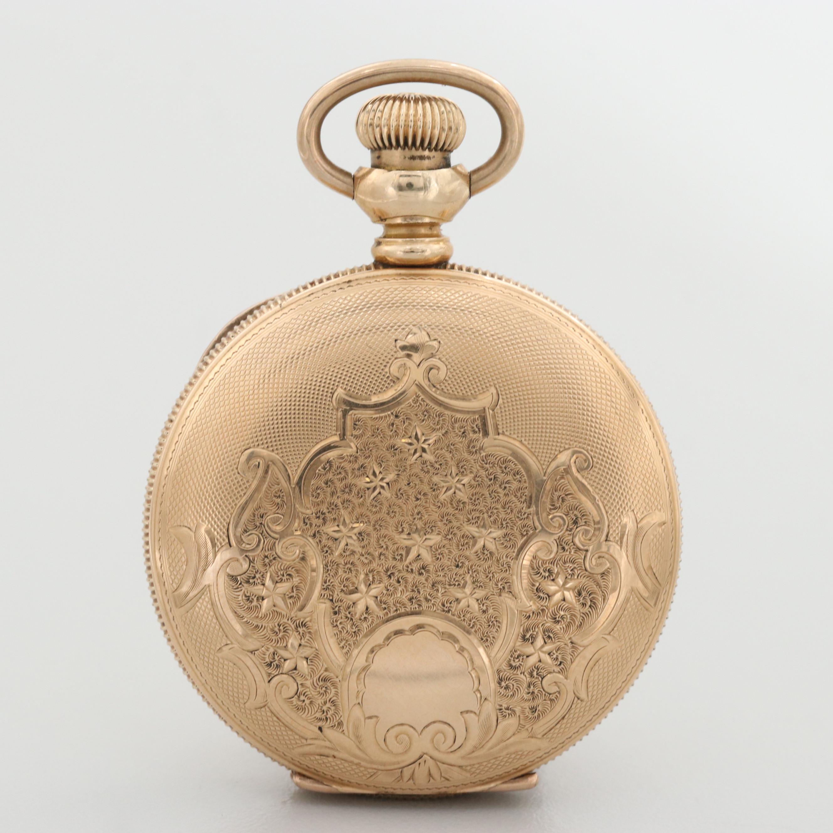 Antique Hampden 14K Gold Filled Hunter Case Pocket Watch, 1897