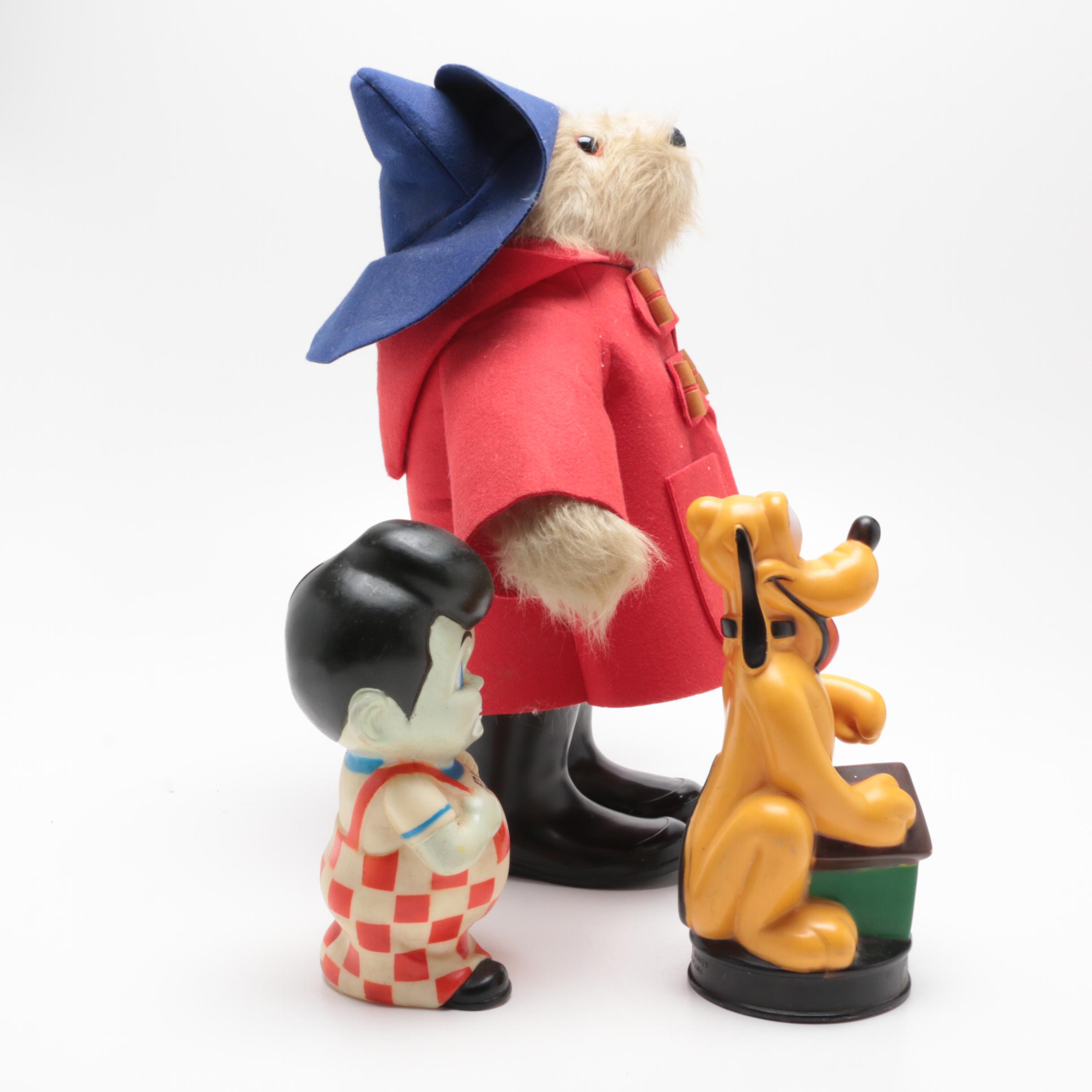 Eden "Paddington Bear" Plush Toy with "Pluto" and Frisch's "Big Boy" Piggy Banks