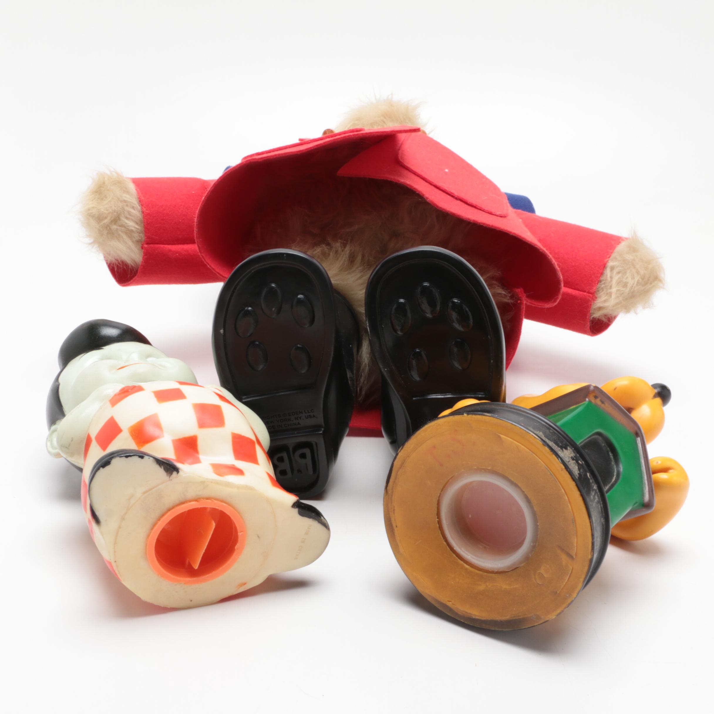 Eden "Paddington Bear" Plush Toy with "Pluto" and Frisch's "Big Boy" Piggy Banks