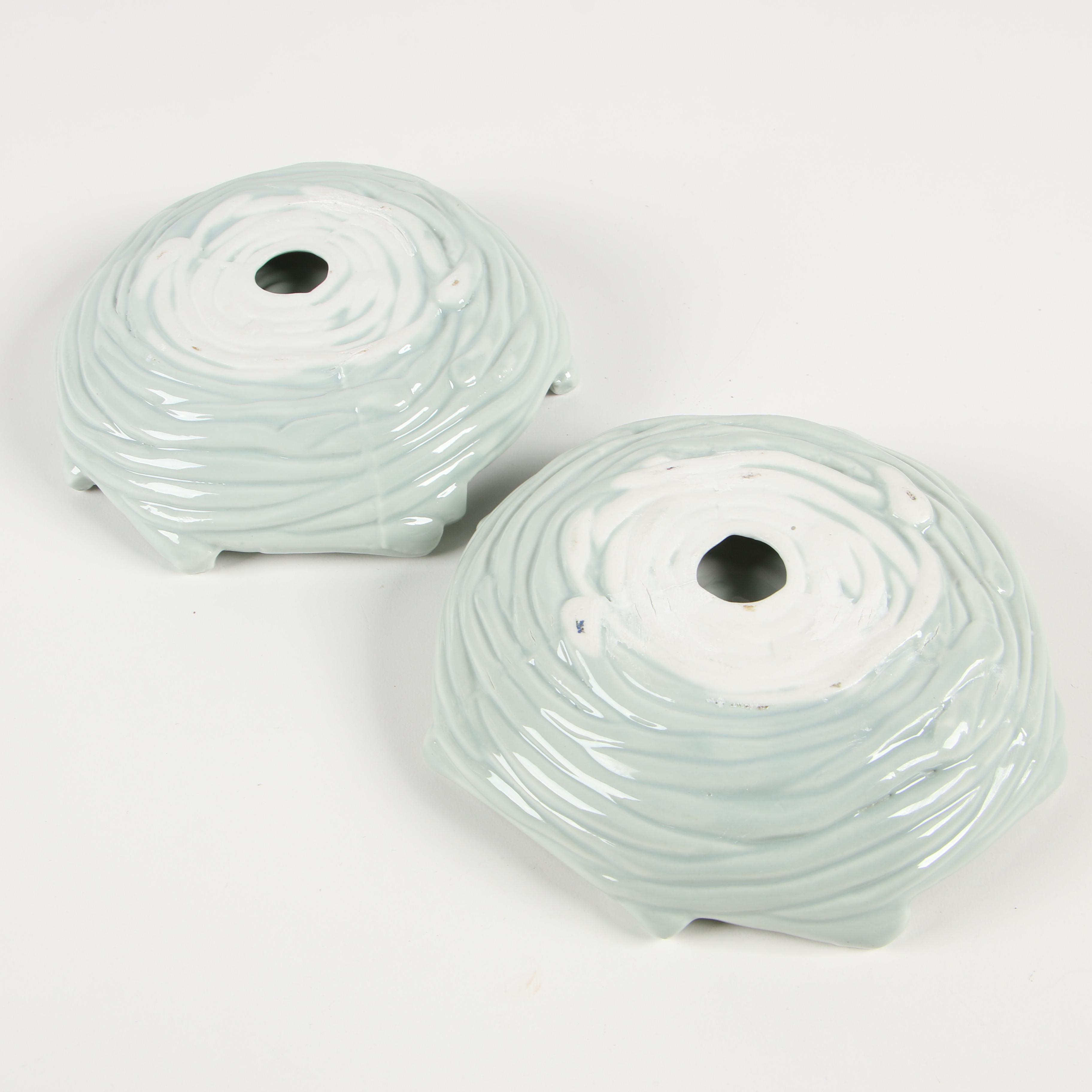 Ceramic Chicken Footed Bowl with Nest Dishes and Hobnail Glass Vase