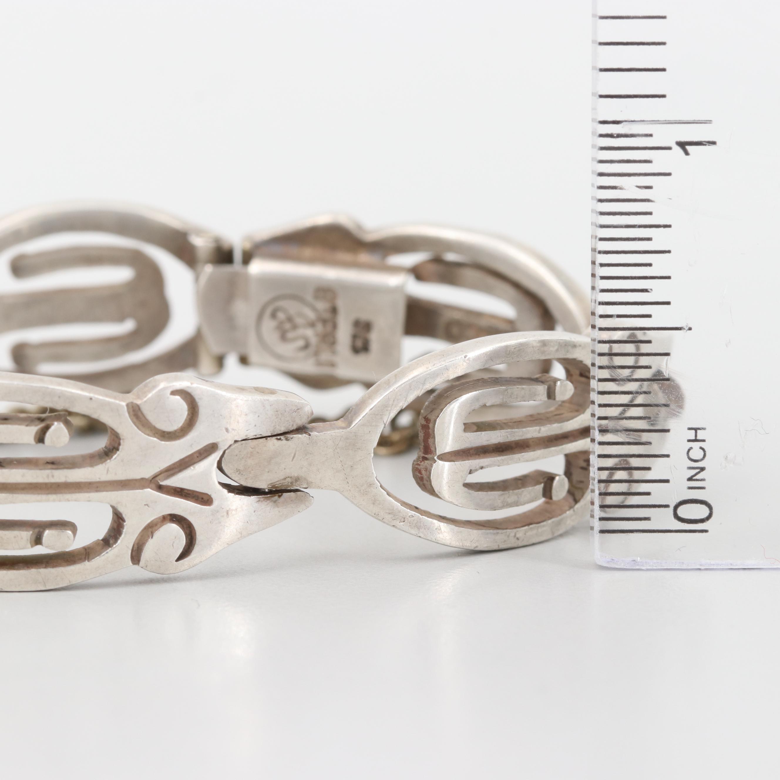 Mexican Sterling Silver Openwork Link Bracelet