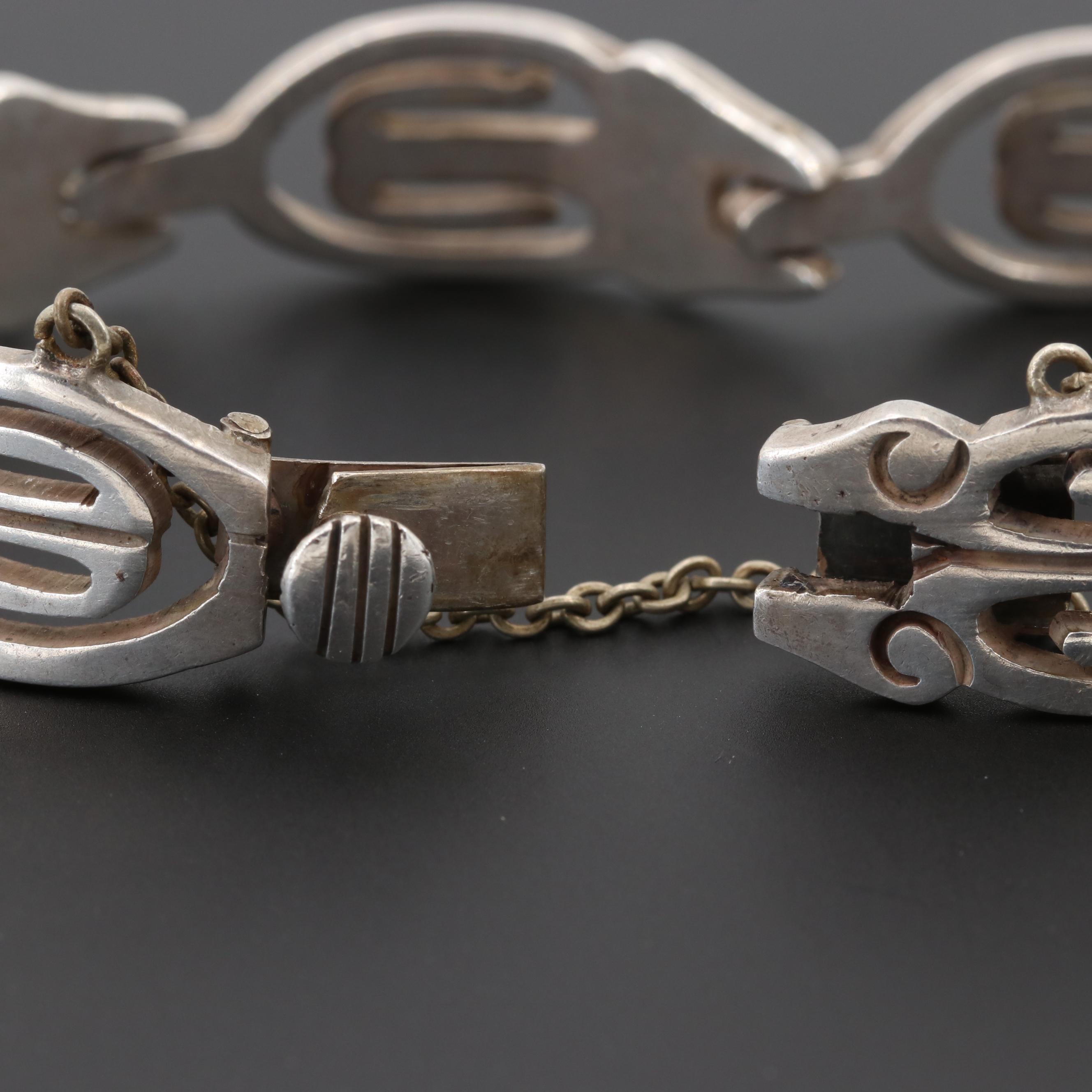 Mexican Sterling Silver Openwork Link Bracelet