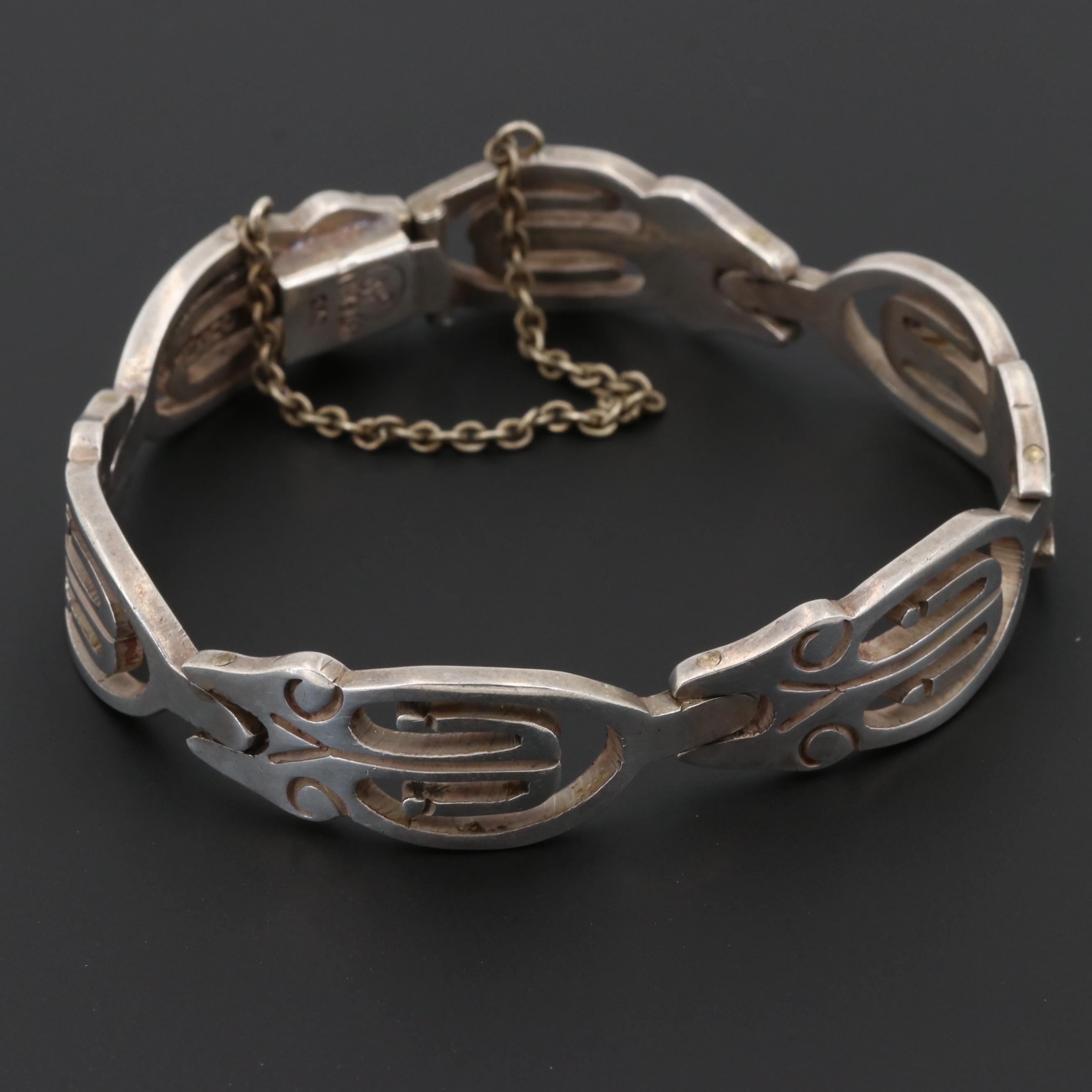Mexican Sterling Silver Openwork Link Bracelet