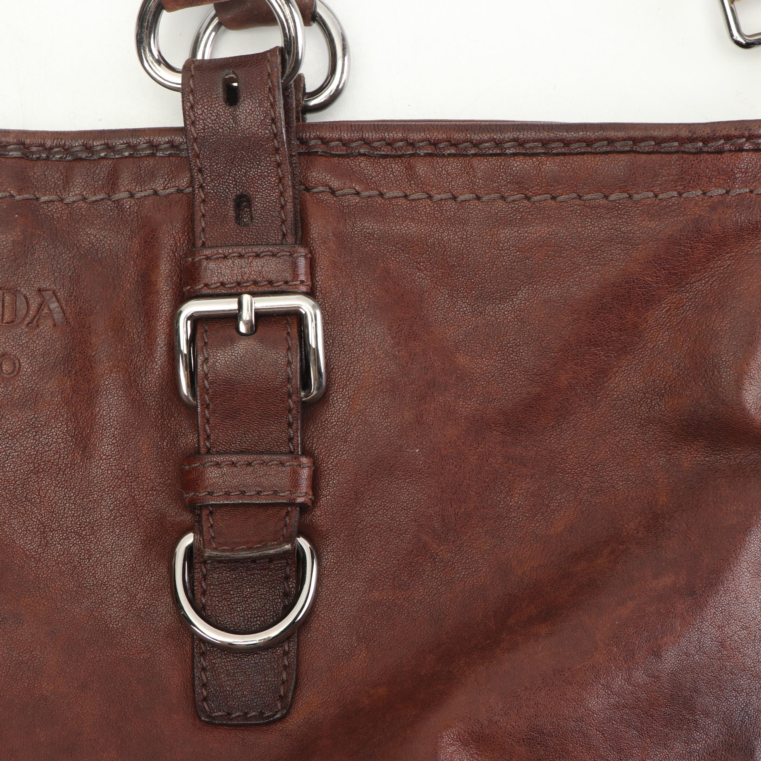 Prada Milano Brown Leather Tote Bag