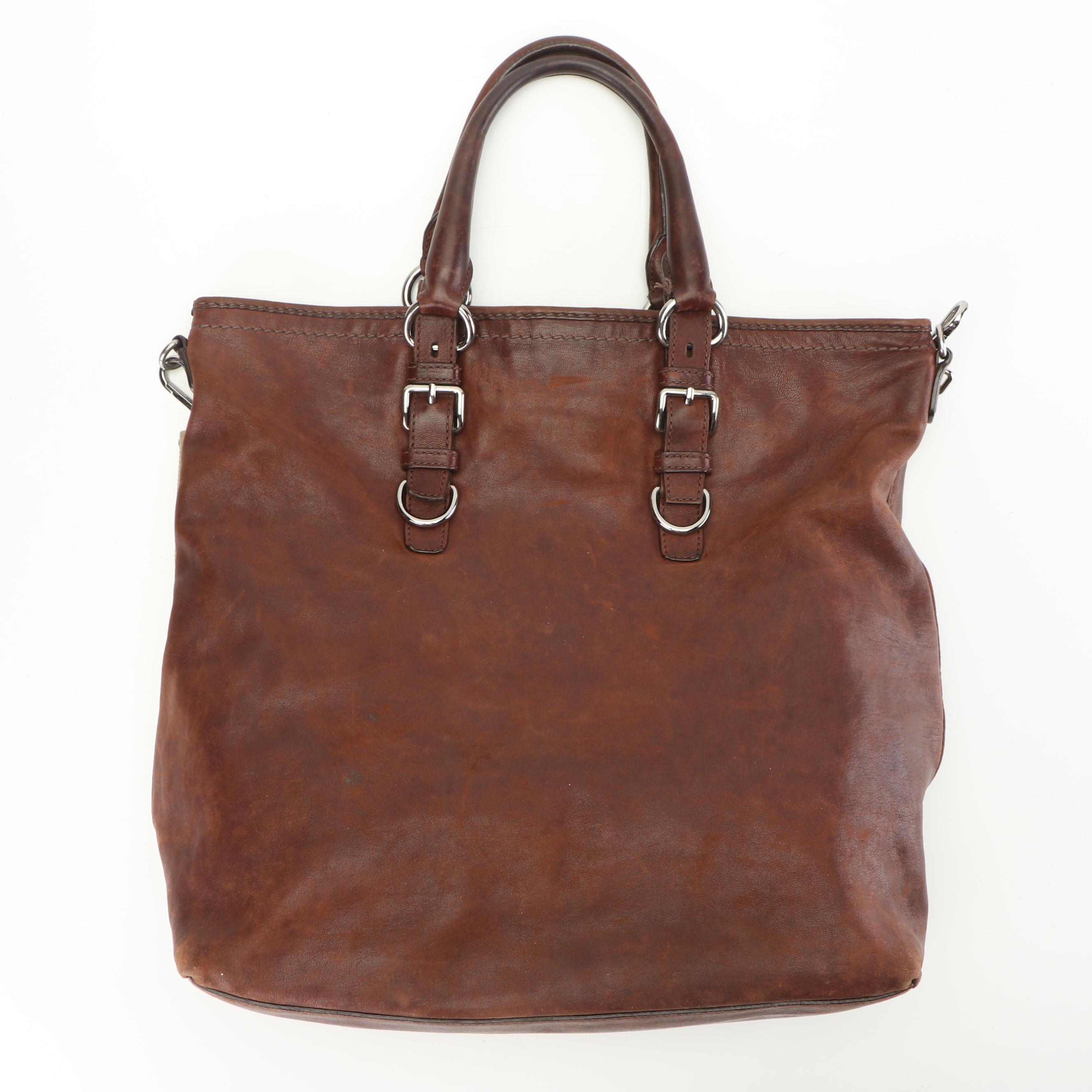 Prada Milano Brown Leather Tote Bag