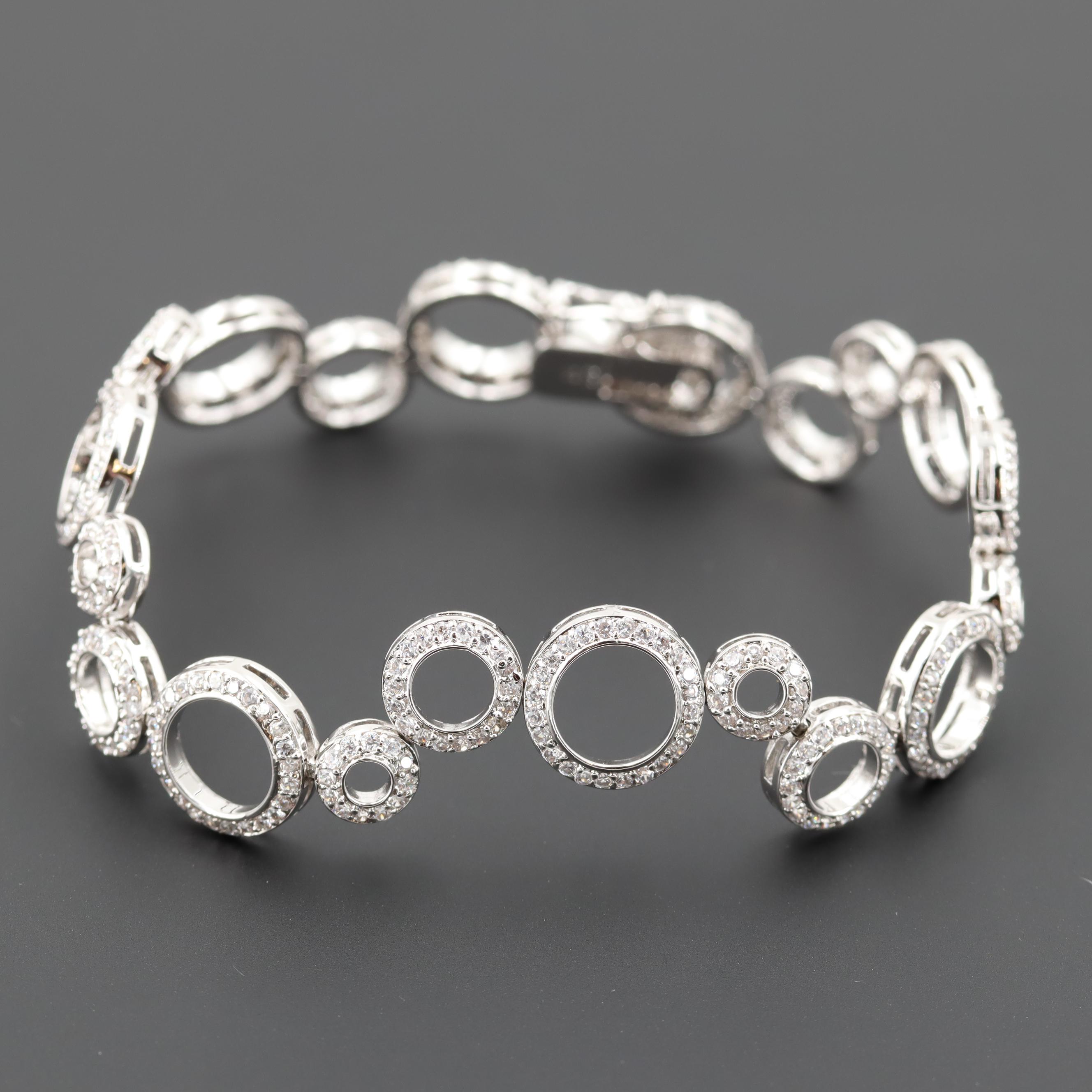 Sterling Silver Cubic Zirconia "Bubbles" Bracelet